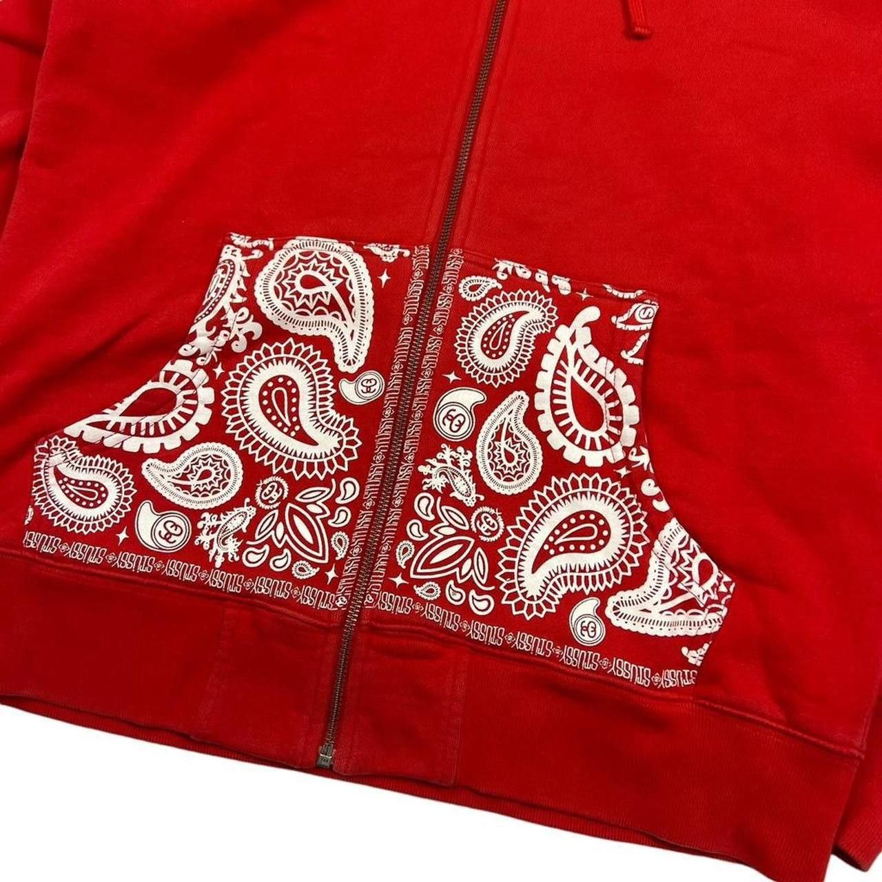 Stussy Vintage 2000s Stussy Paisley Print Zip Up Hoodie Red Medium Size US M / EU 48-50 / 2 - 3 Thumbnail