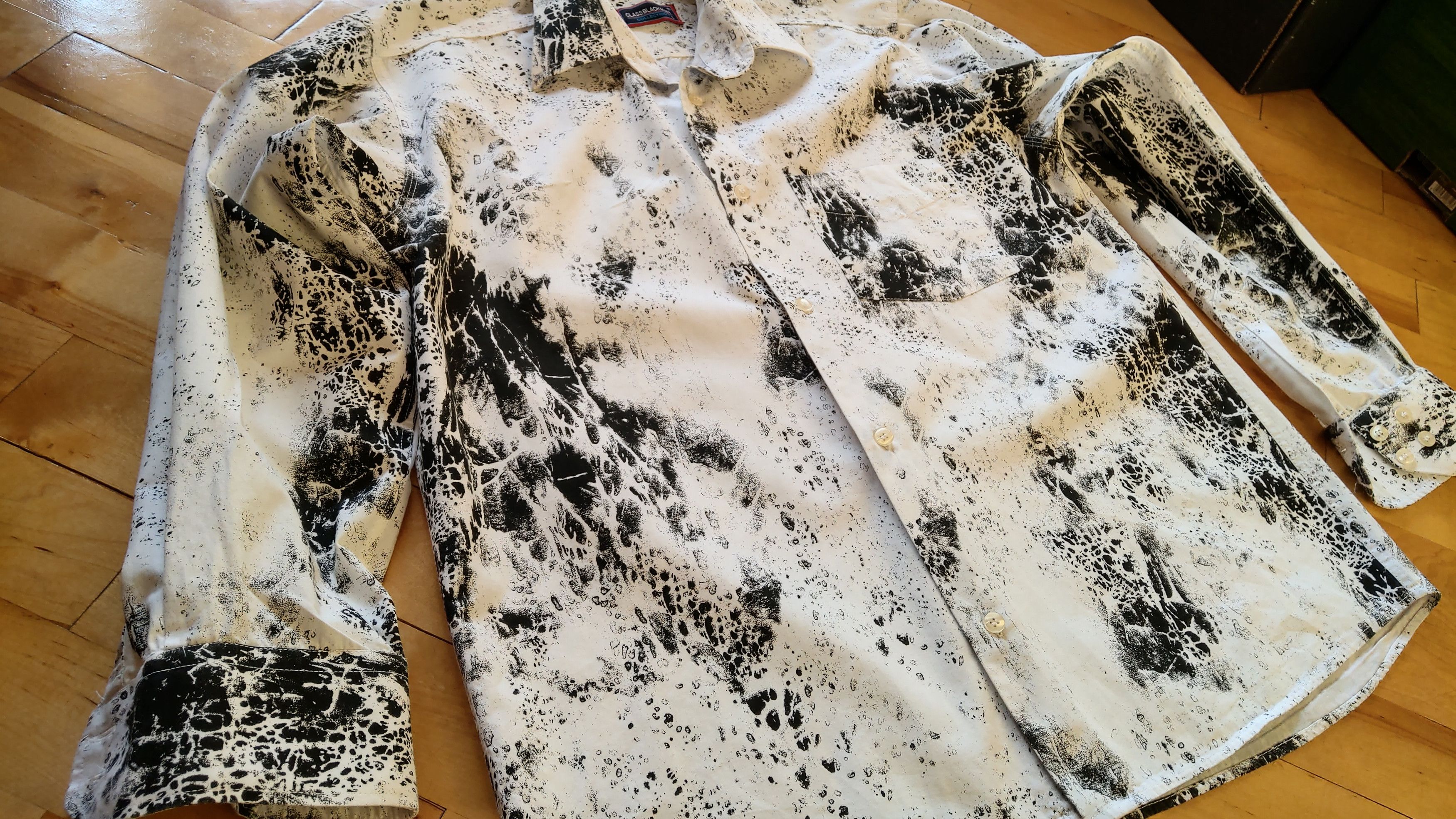 Vintage Asymmetric Drawing Shirt Overprint Goth Noir Button Up L Size US L / EU 52-54 / 3 - 5 Thumbnail