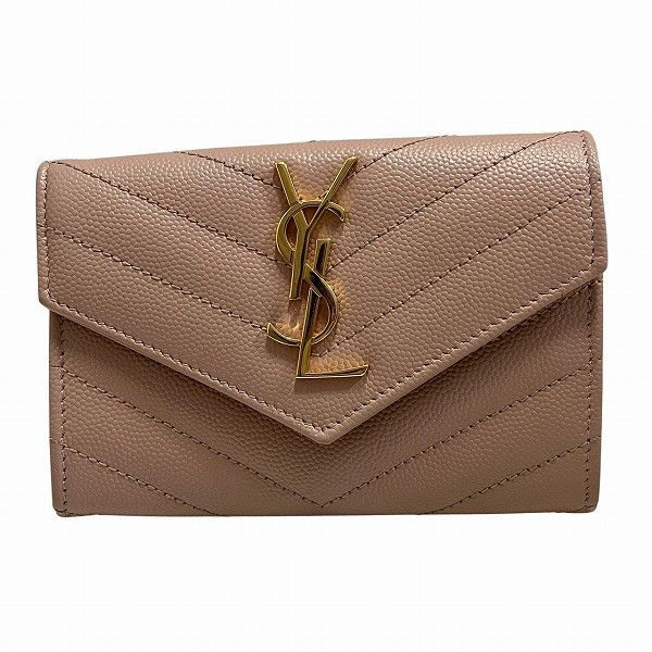 YVES Saint Laurent Small Envelope Wallet Leather Wallet Leather Short Wallet 414404 Duty Free For Usa in Brown, Women's