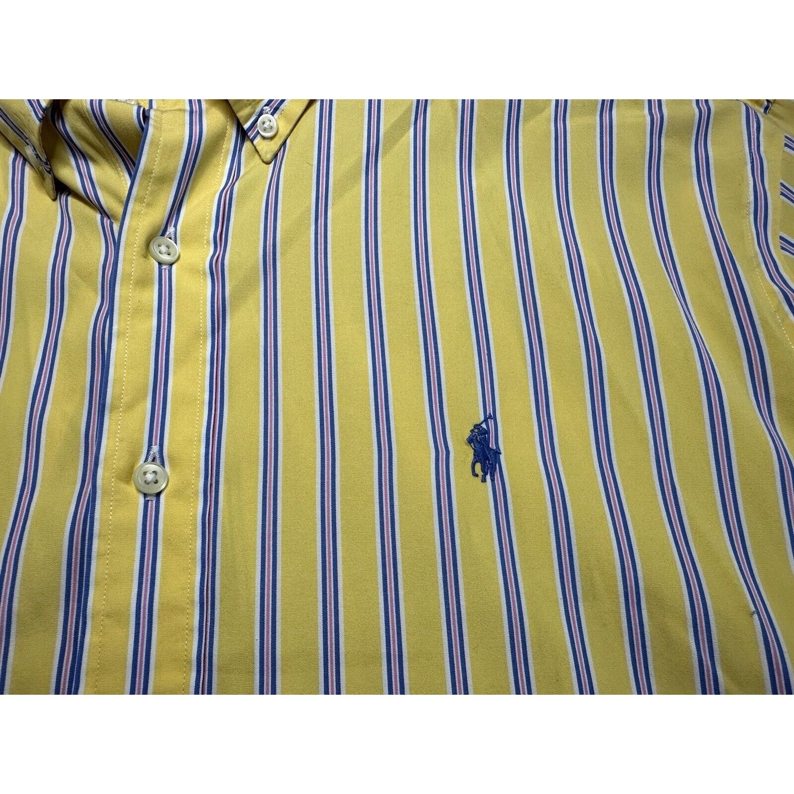 Ralph Lauren Ralph Lauren Custom Fit, Button XL Shirt Yellow Striped/Pony Size US XL / EU 56 / 4 - 3 Thumbnail