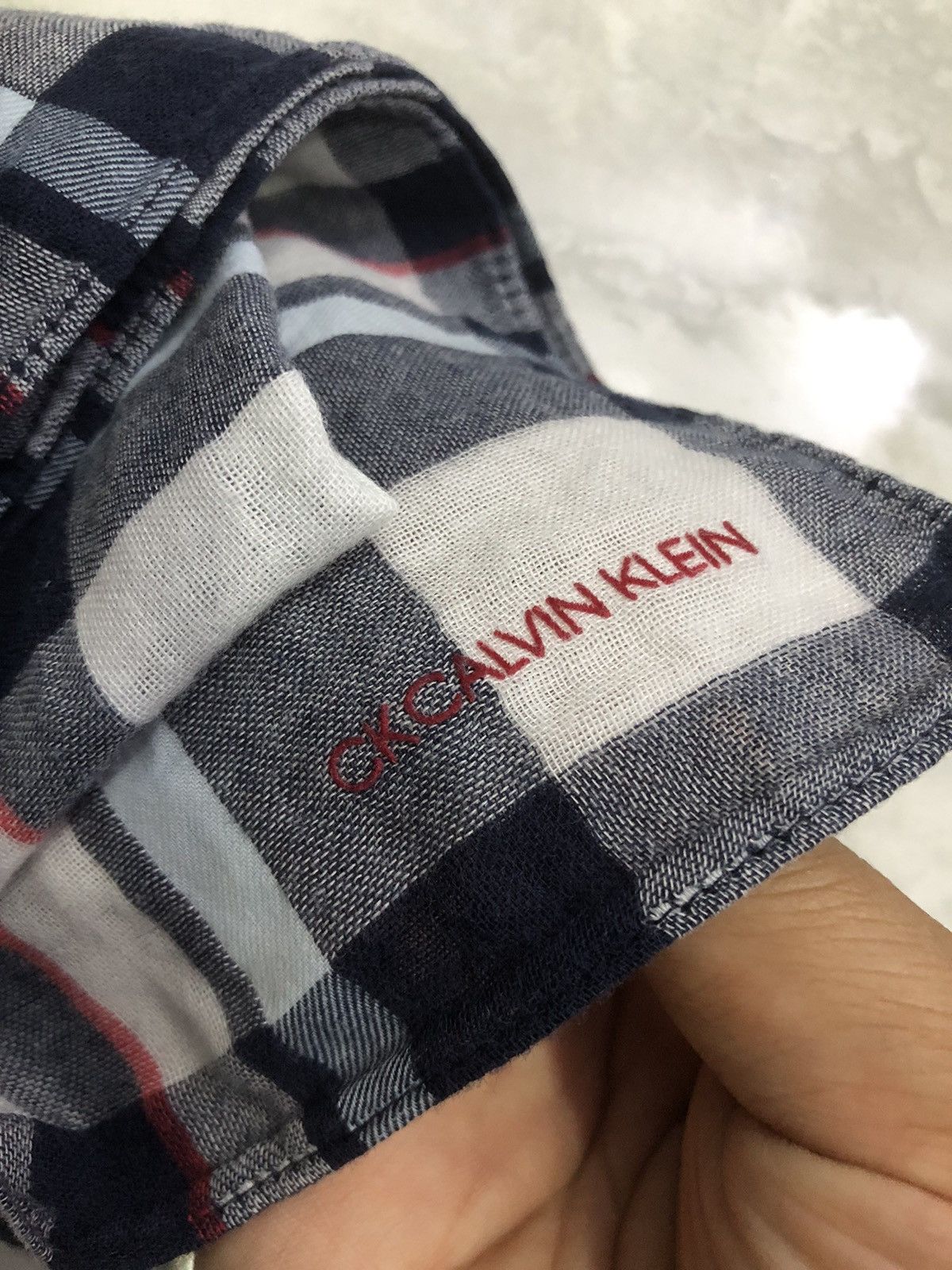 Calvin Klein Calvin Klein Plaid CK Embroidered Bandana Size ONE SIZE - 9 Thumbnail
