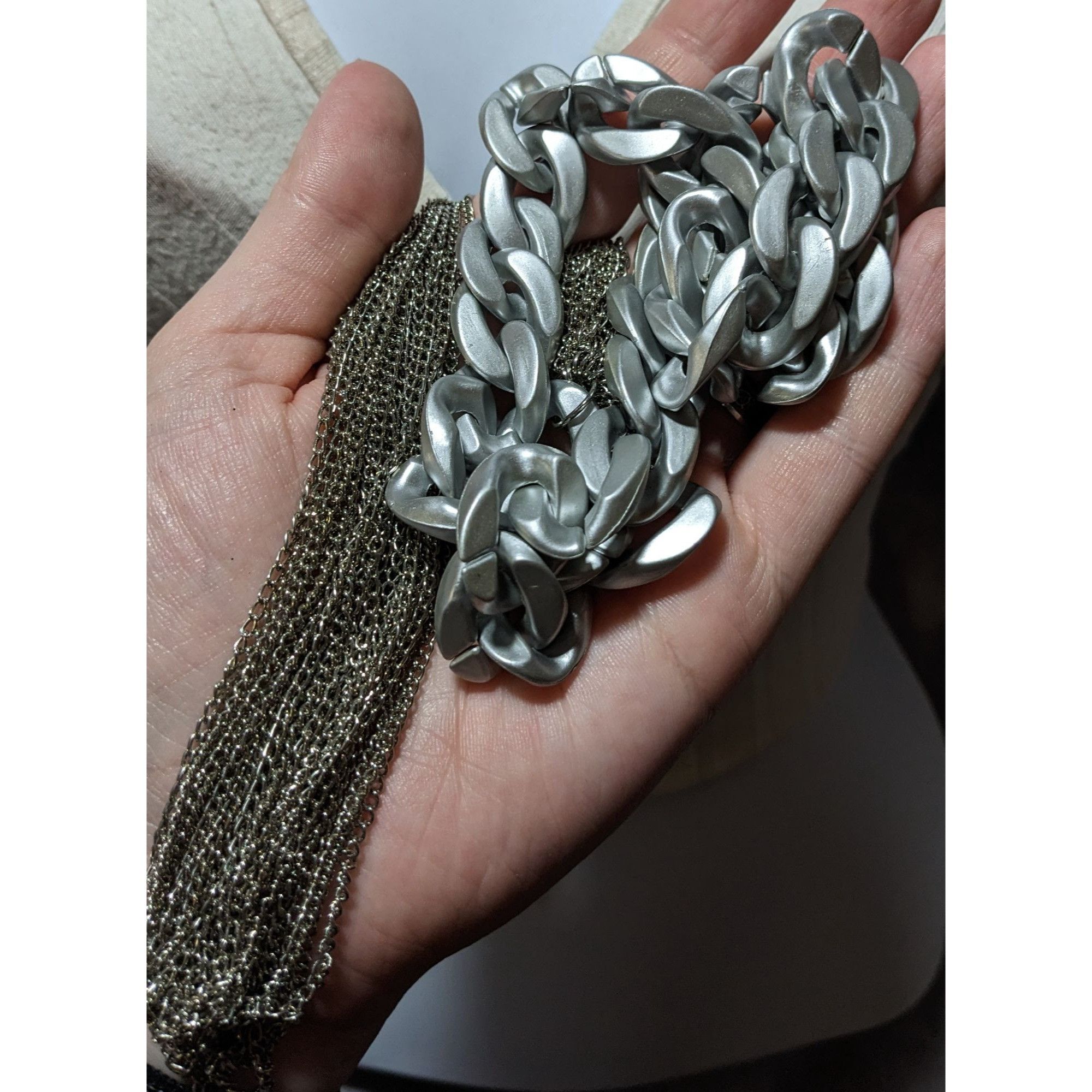Other Silver Chain Costume Statement Necklace Size ONE SIZE - 10 Thumbnail