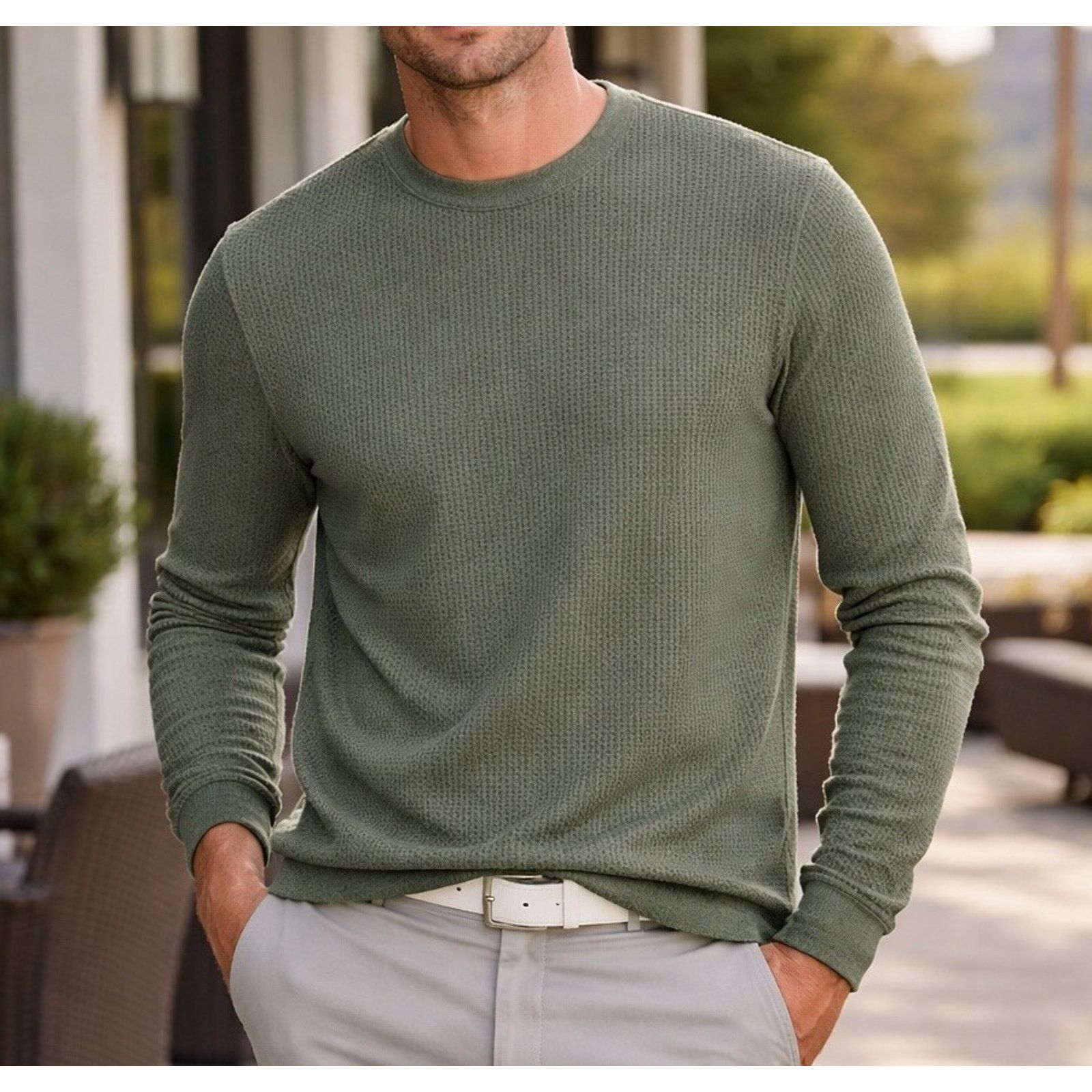 TravisMathew Travis Mathew Mens XXL Cloud Waffle Green Golf Sweatshirt Size US XXL / EU 58 / 5 - 1 Thumbnail