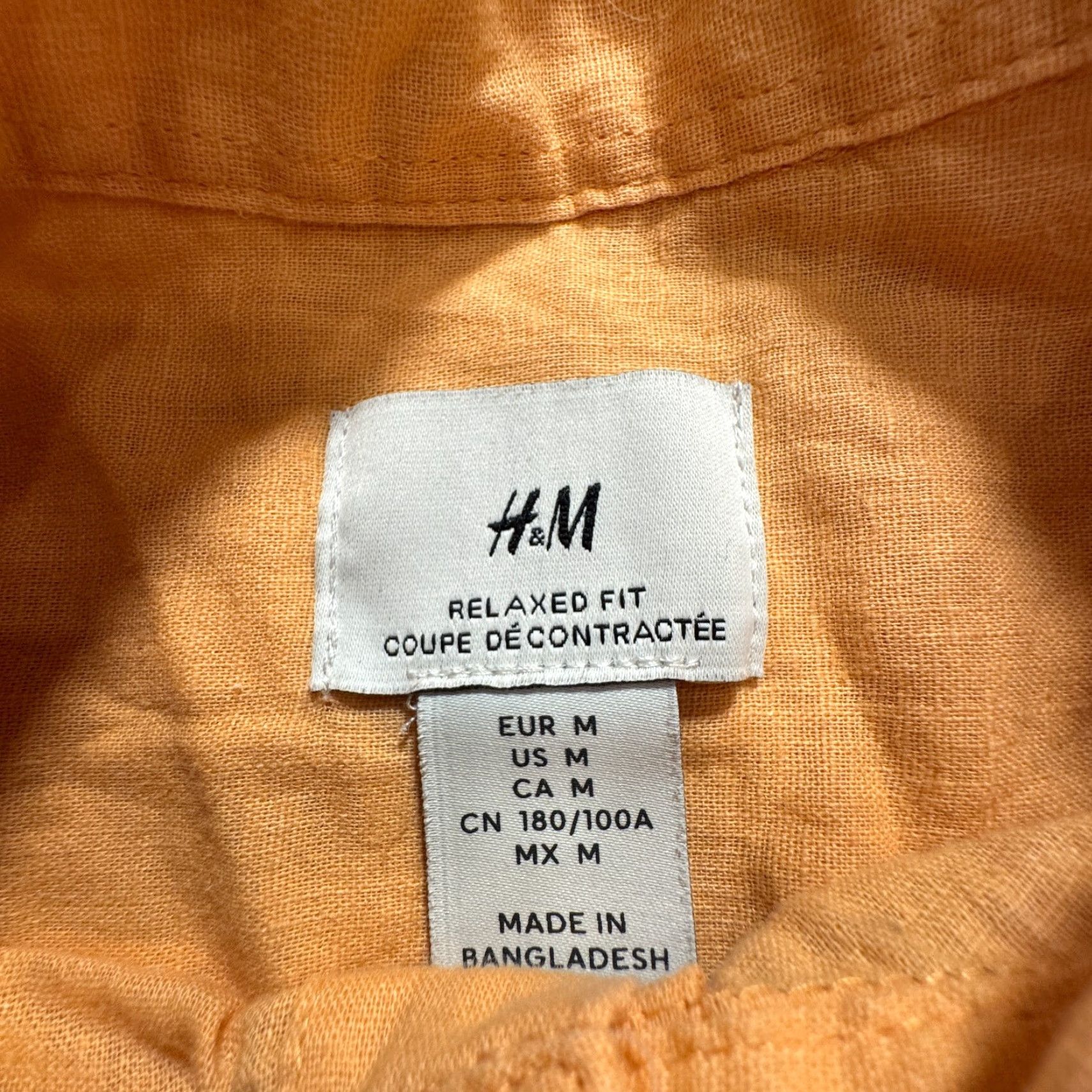 H&M H&M Shirt Mens M Orange Linen Button-Up Short Sleeve Pocket Classic Regular Size US M / EU 48-50 / 2 - 3 Thumbnail