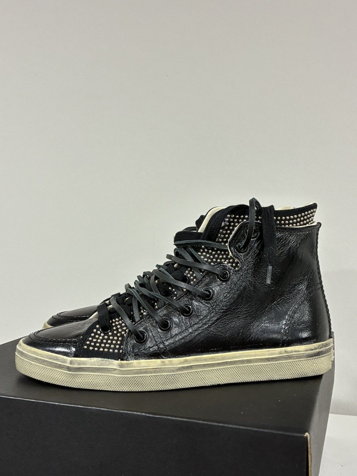 Saint Laurent Paris Double Studded High Top Sneaker EU 35 USA 5 Size US 5 / IT 35 - 8 Thumbnail