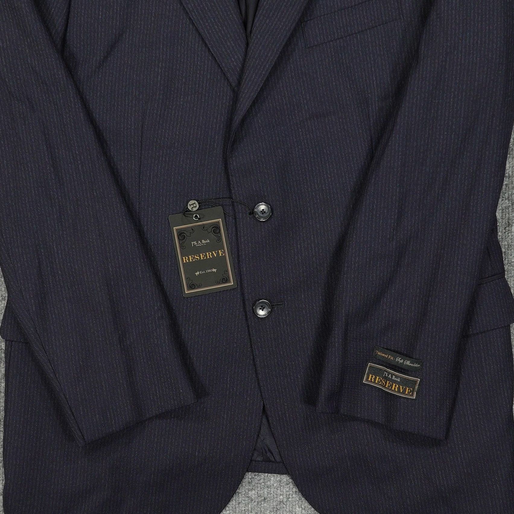 Jos. A. Bank Jos. A. Bank Reserve Blazer Mens 43R Navy Pinstripe Drago Super 130s Wool Jacket Size 46R - 3 Thumbnail