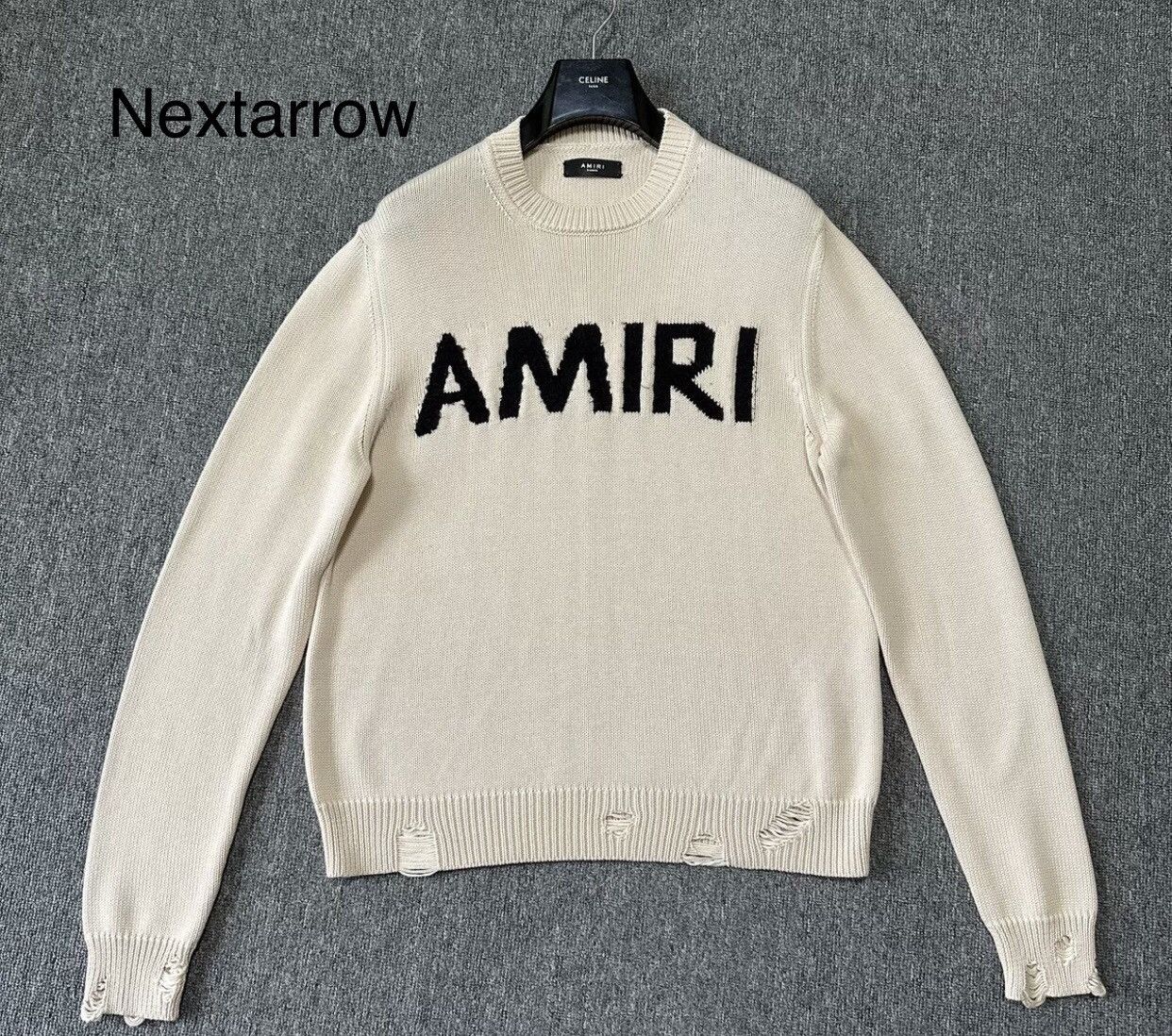 Amiri Amiri chest letter logo jacquard tassel damaged sweater Size US XL / EU 56 / 4 - 1 Thumbnail