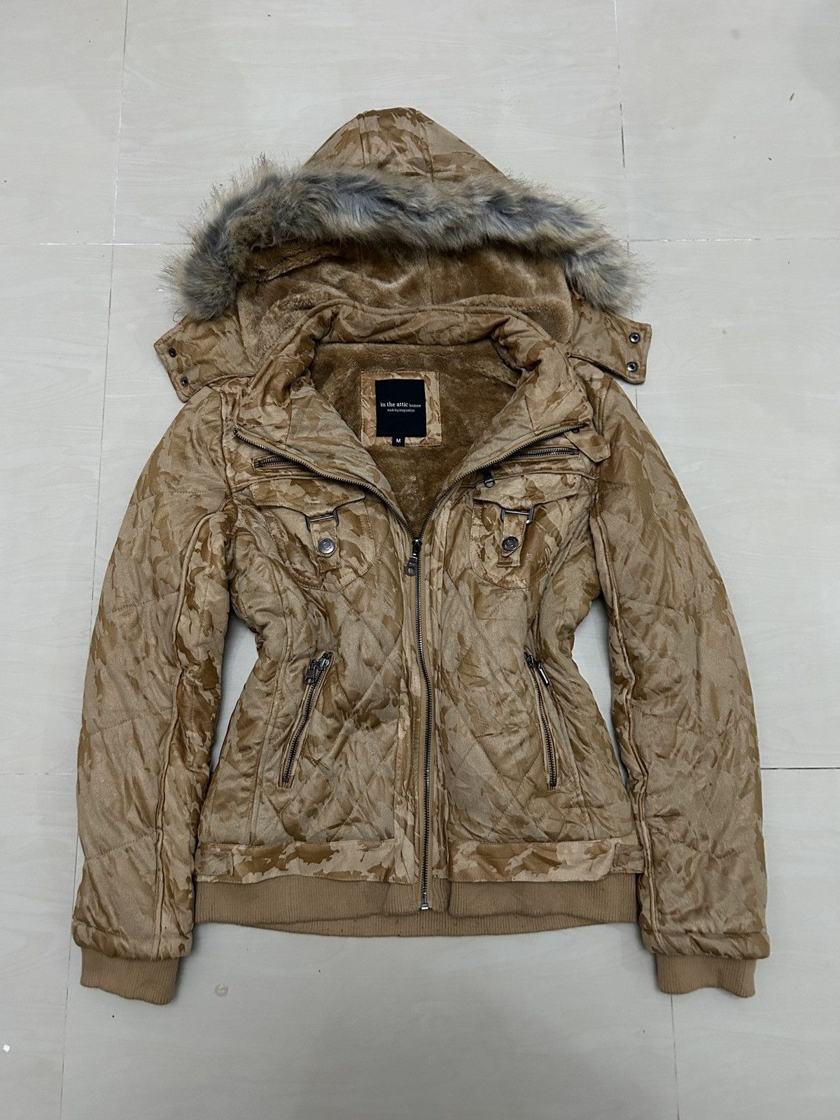 Rare🔥 Japanese 2000s In The Attic Fur Puffer Grunge Jacket