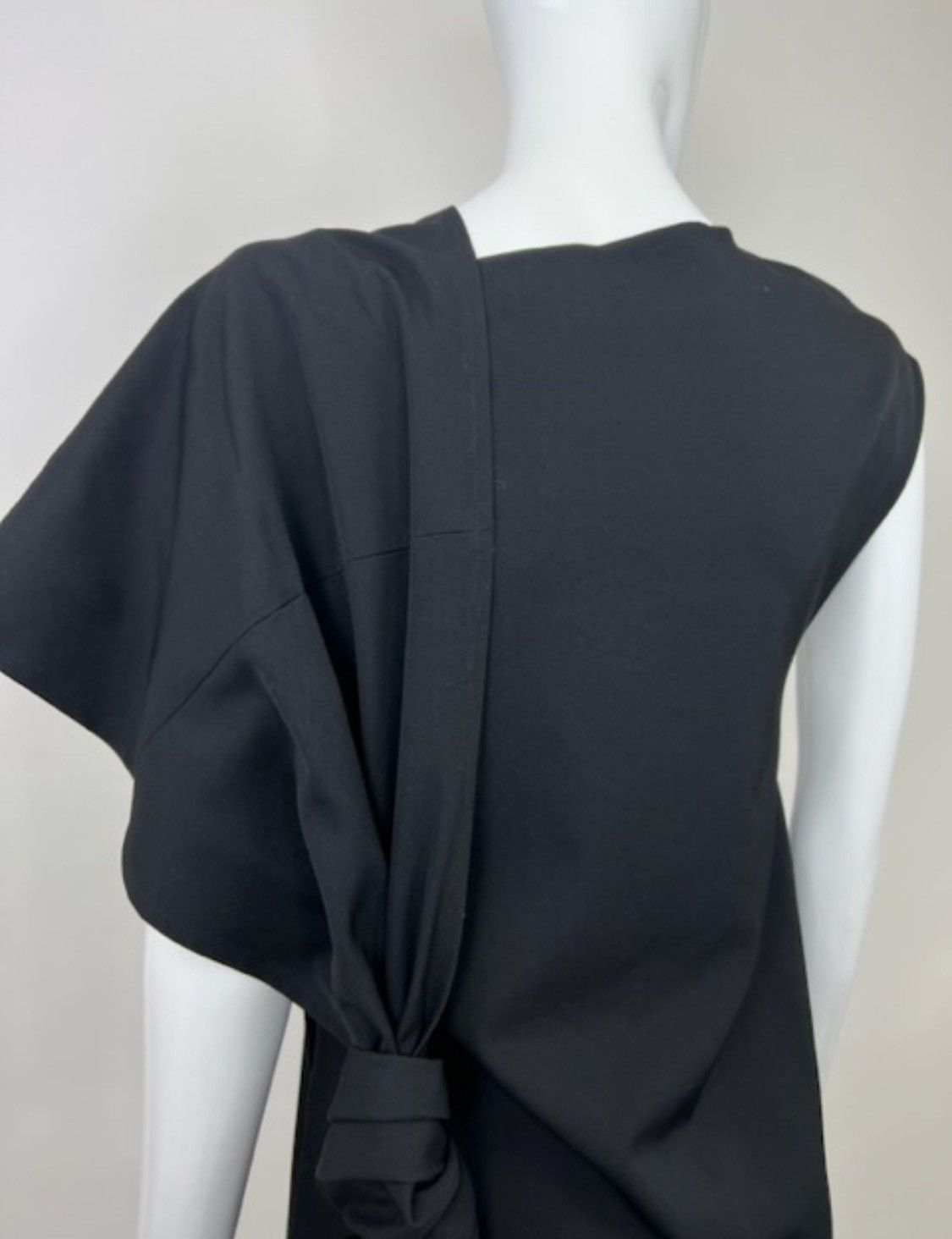 Limi Feu × Yohji Yamamoto Limi Feu Asymmetric Draped Wool Dress Size S / US 4 / IT 40 - 4 Thumbnail