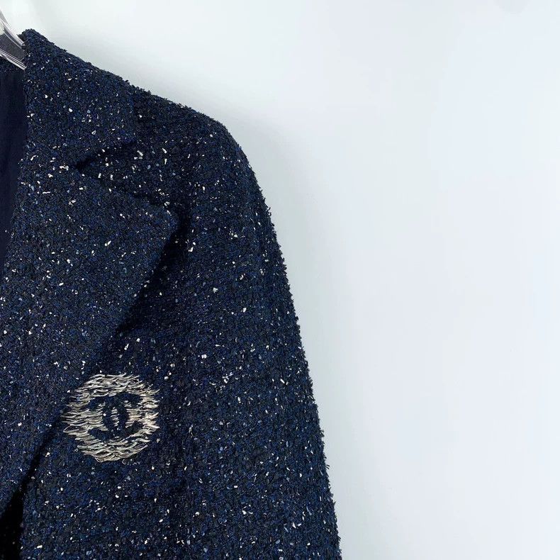 Chanel Chanel Navy Blue Tweed DoubleBreasted Jacket -2505 Size US XS / EU 42 / 0 - 3 Thumbnail