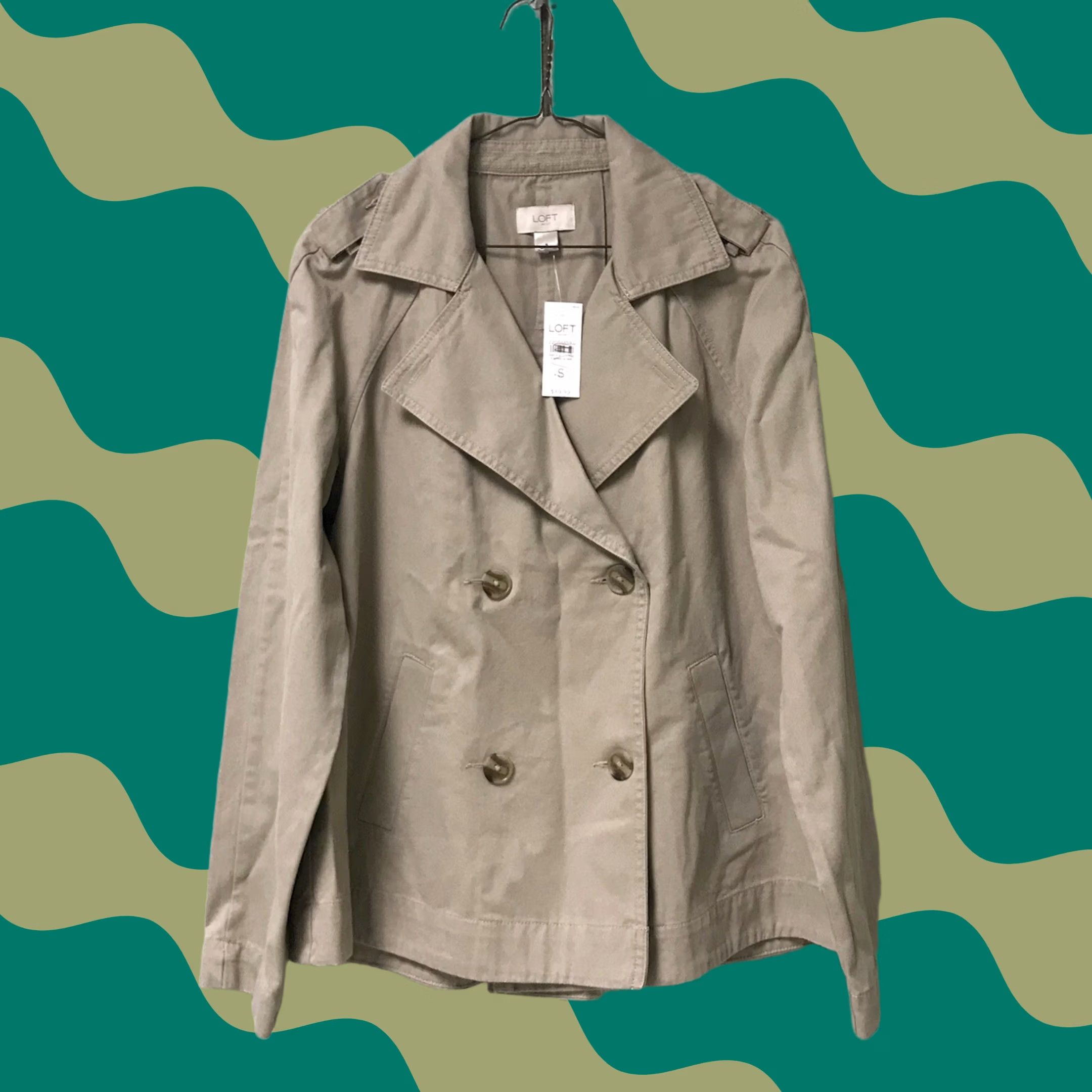 Loft LOFT Outlet Women Khaki Double-Breasted Button-Up Mid Coat Jacket S Size S / US 4 / IT 40 - 1 Thumbnail