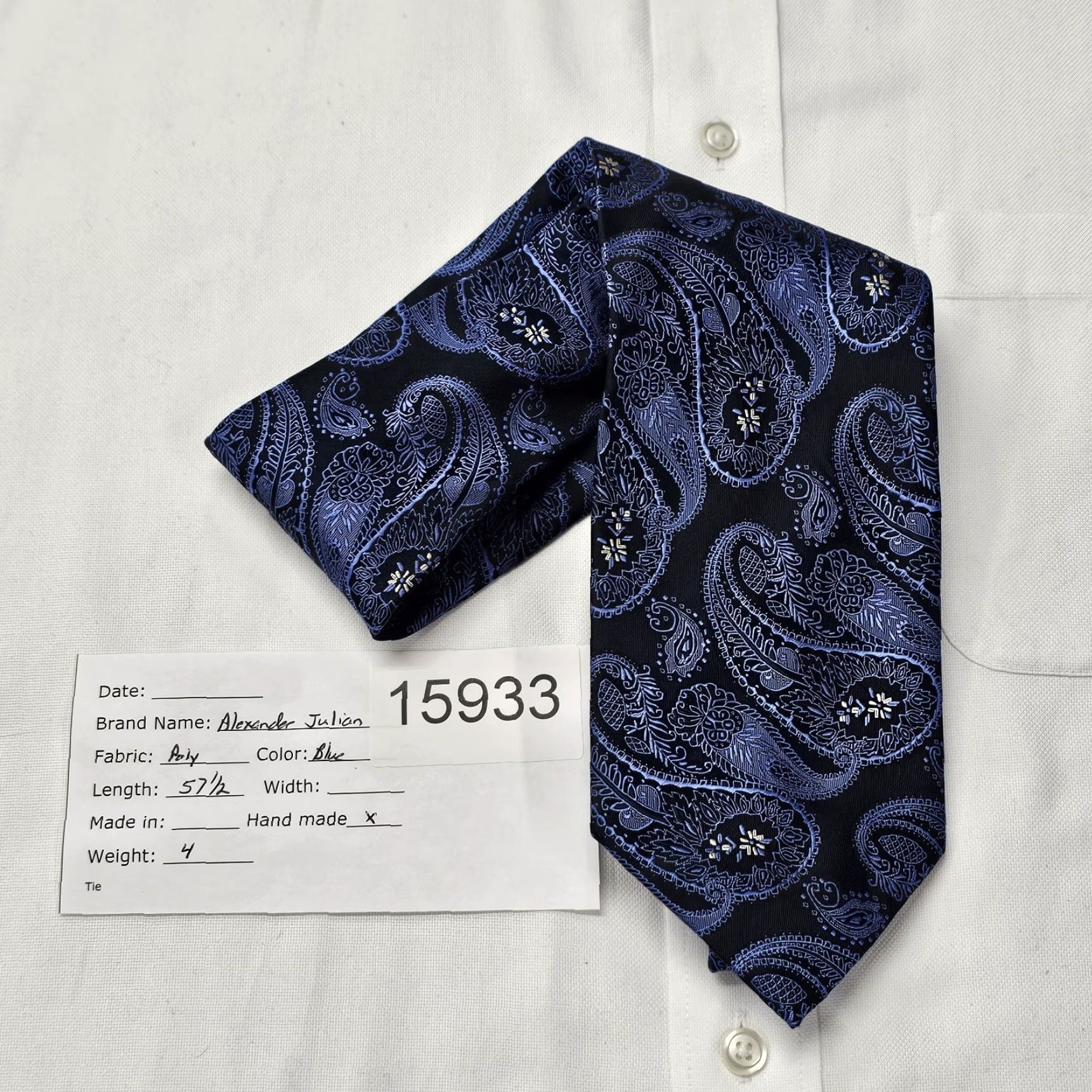 Alexander Julian ALEXANDER JULIAN COLOURS Men's Silk Necktie Designer Paisley Blue EUC Office Tie 57.5" 3.75" Vintage Mens Size ONE SIZE - 6 Thumbnail