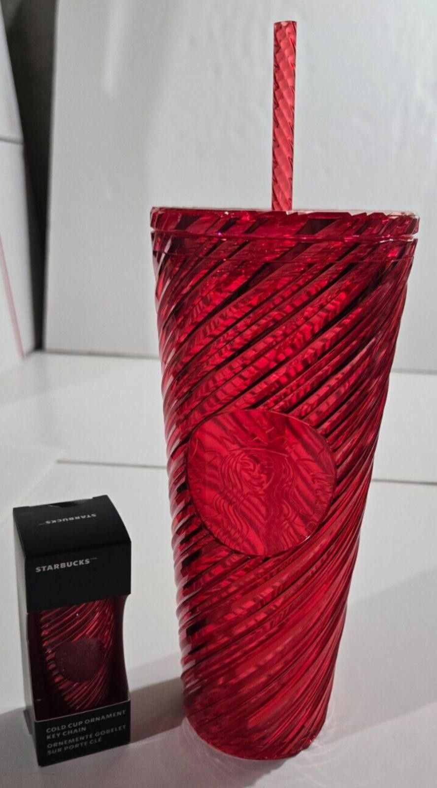 Designer Starbucks Christmas Red Tumbler Swirl 2024 Straw 24 oz NEW Size ONE SIZE - 1 Thumbnail