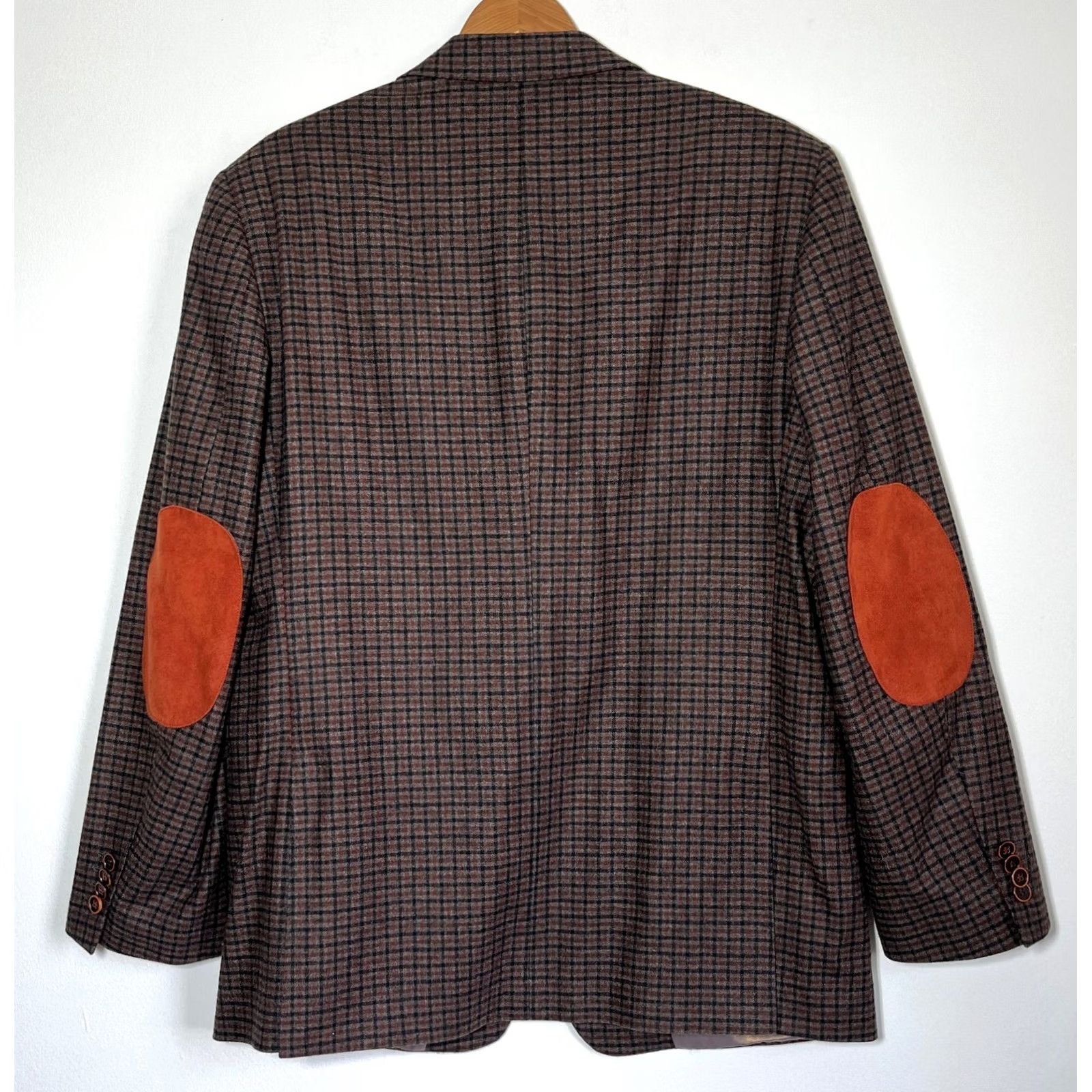 Vintage Sartoria Tosi Blazer Jacket Wool Blend Plaid Elbow Patches Made in Italy Sz 40 R Brown Men’s Size 40R - 3 Thumbnail