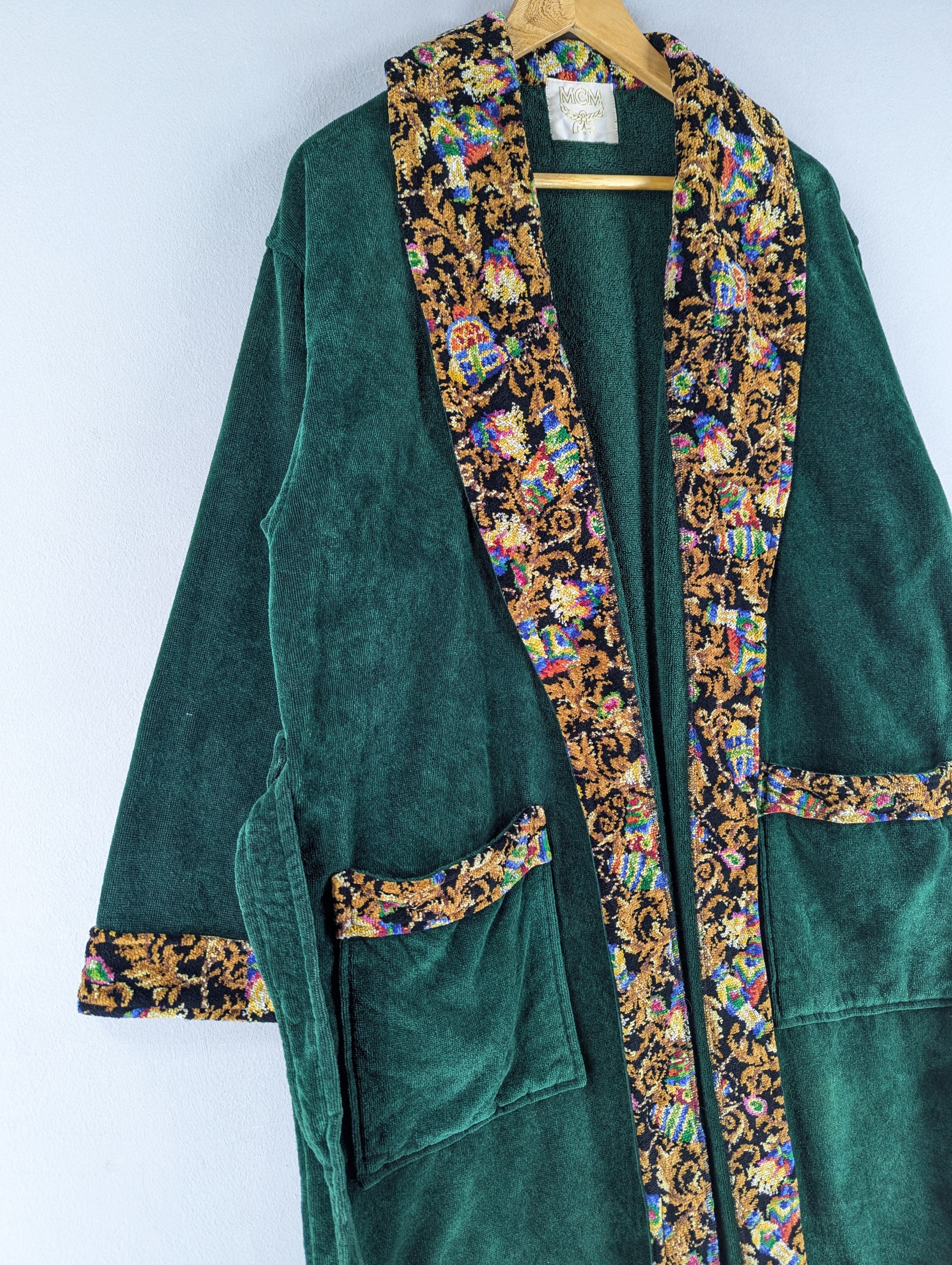 MCM Vintage MCM Velour Robe Green Gold Embroidery Logo Size US L / EU 52-54 / 3 - 5 Thumbnail