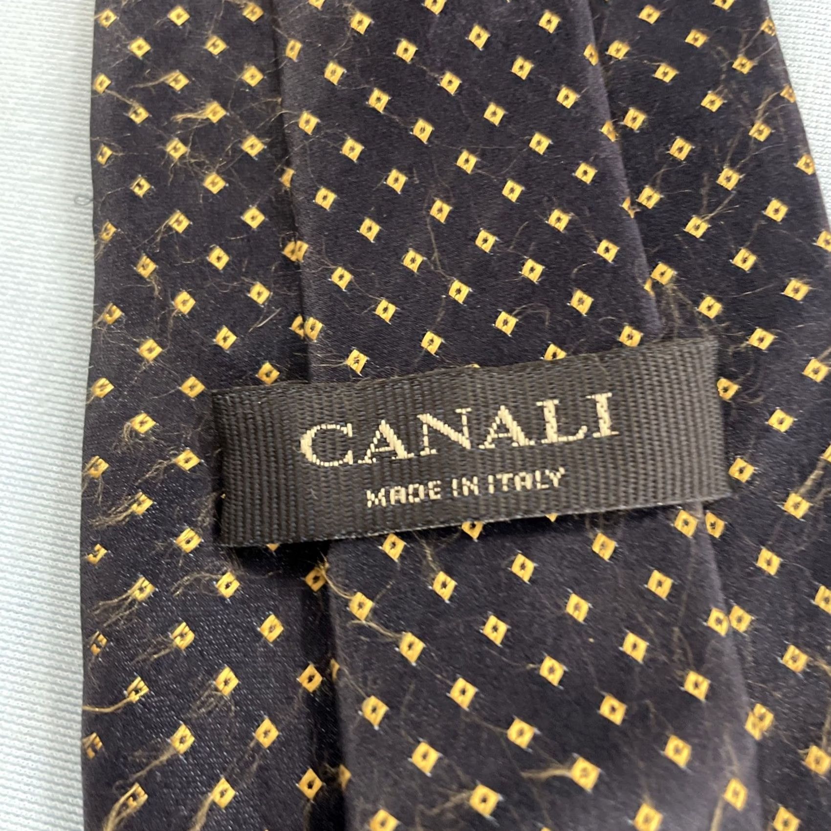 Canali VINTAGE Canali Designer Italy Luxury Silk Necktie Black Yellow Dot Read Mens Tie 57-60 Classic Silk Fade Old Money Size ONE SIZE - 7 Thumbnail