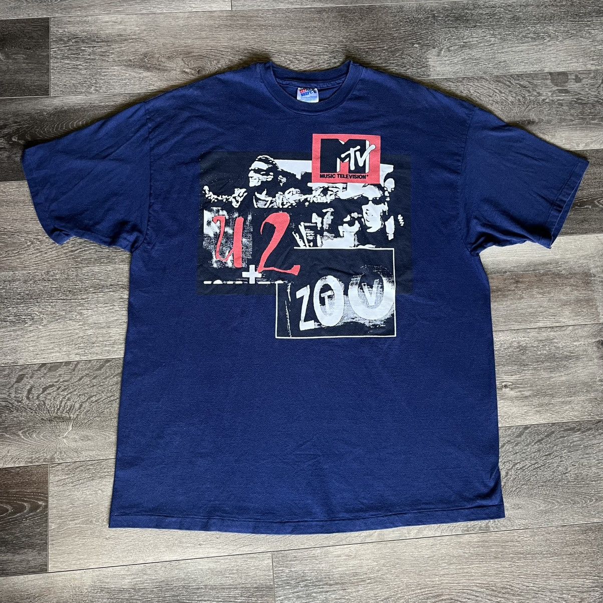 Band Tees × Vintage Vintage 1990s U2 MTV Zoo TV Band Tour Graphic Logo Tee Shirt Size US XXL / EU 58 / 5 - 1 Thumbnail
