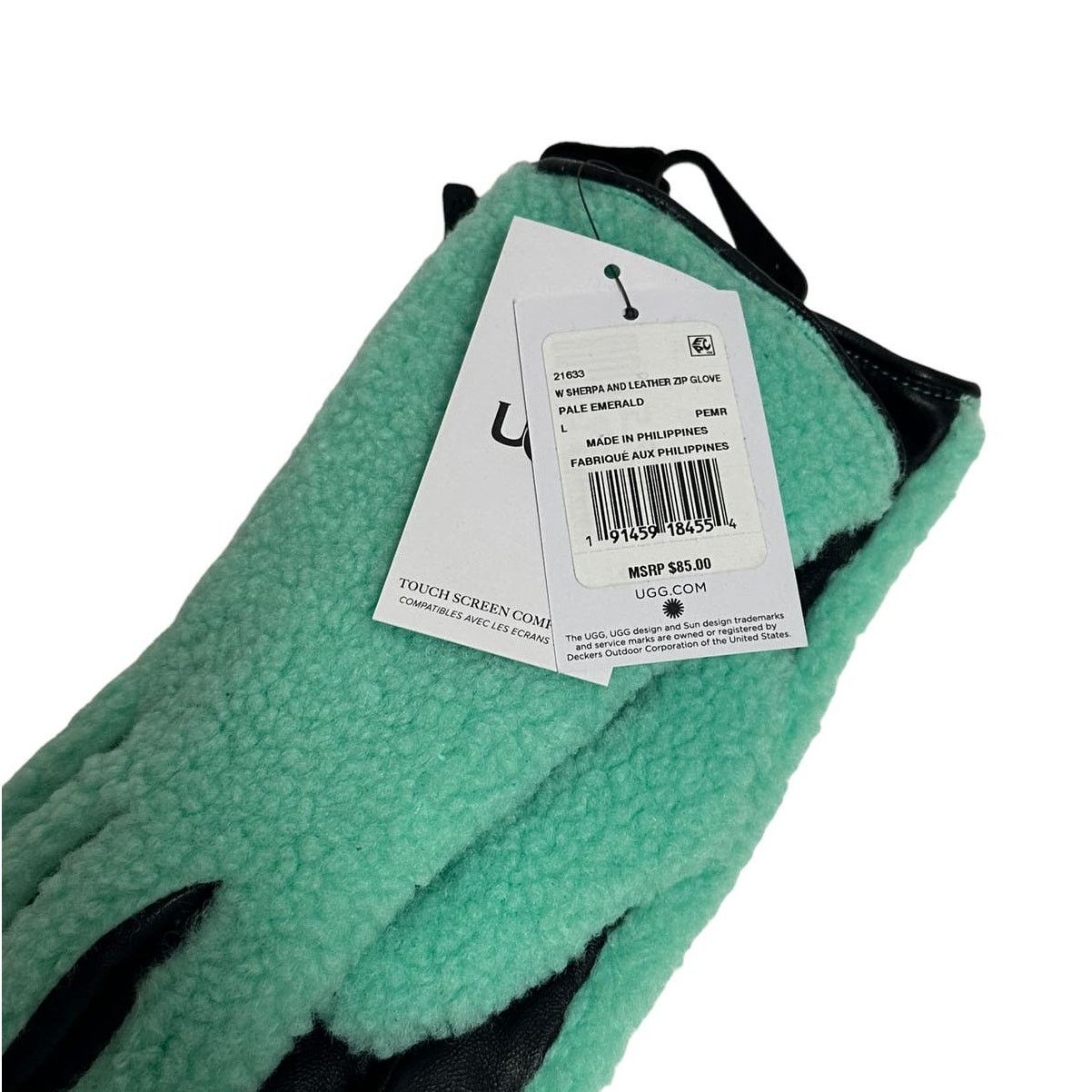 Ugg UGG Leather & Faux Shearling Gloves Large PALE EMERALD Size ONE SIZE - 8 Thumbnail