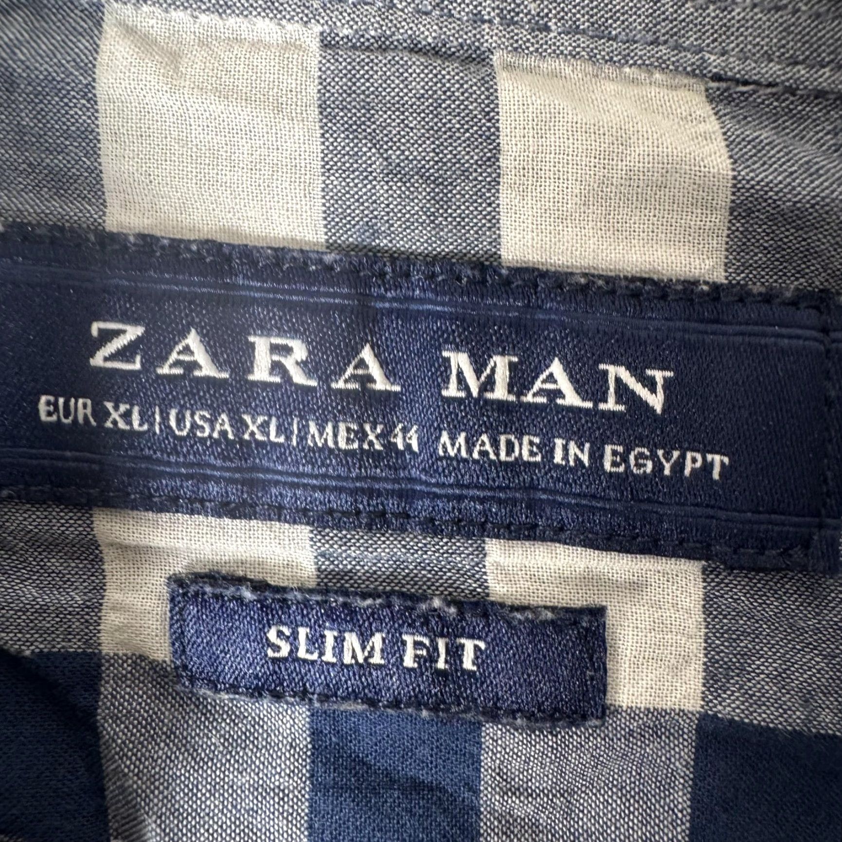 Zara Zara Man Shirt XL Blue White Gingham Check Slim Fit Button Down Long Sleeve Mens Size US XL / EU 56 / 4 - 5 Thumbnail