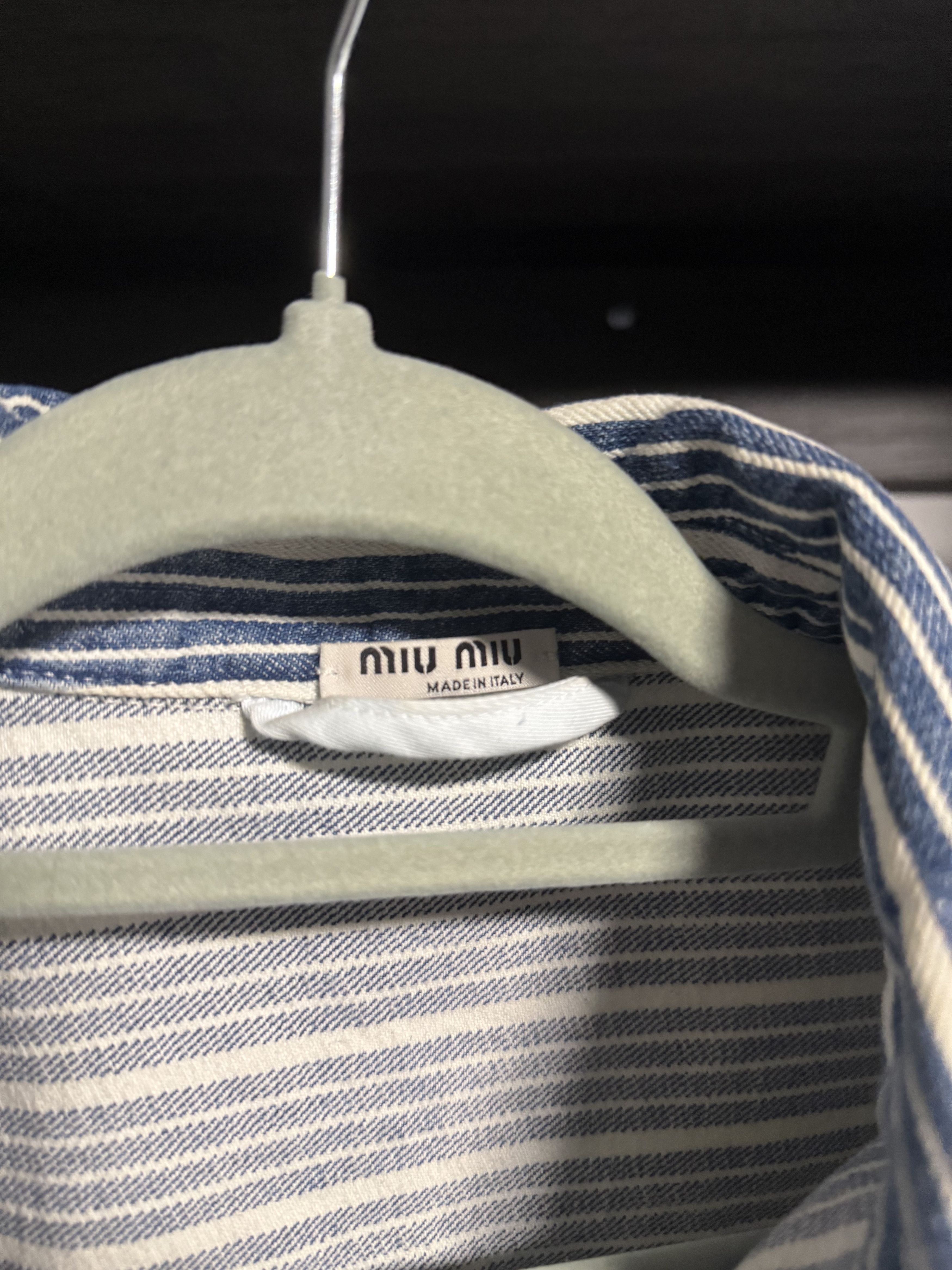 Miu Miu Miu Miu Oversized Striped Denim Jacket Size US M / EU 48-50 / 2 - 3 Thumbnail