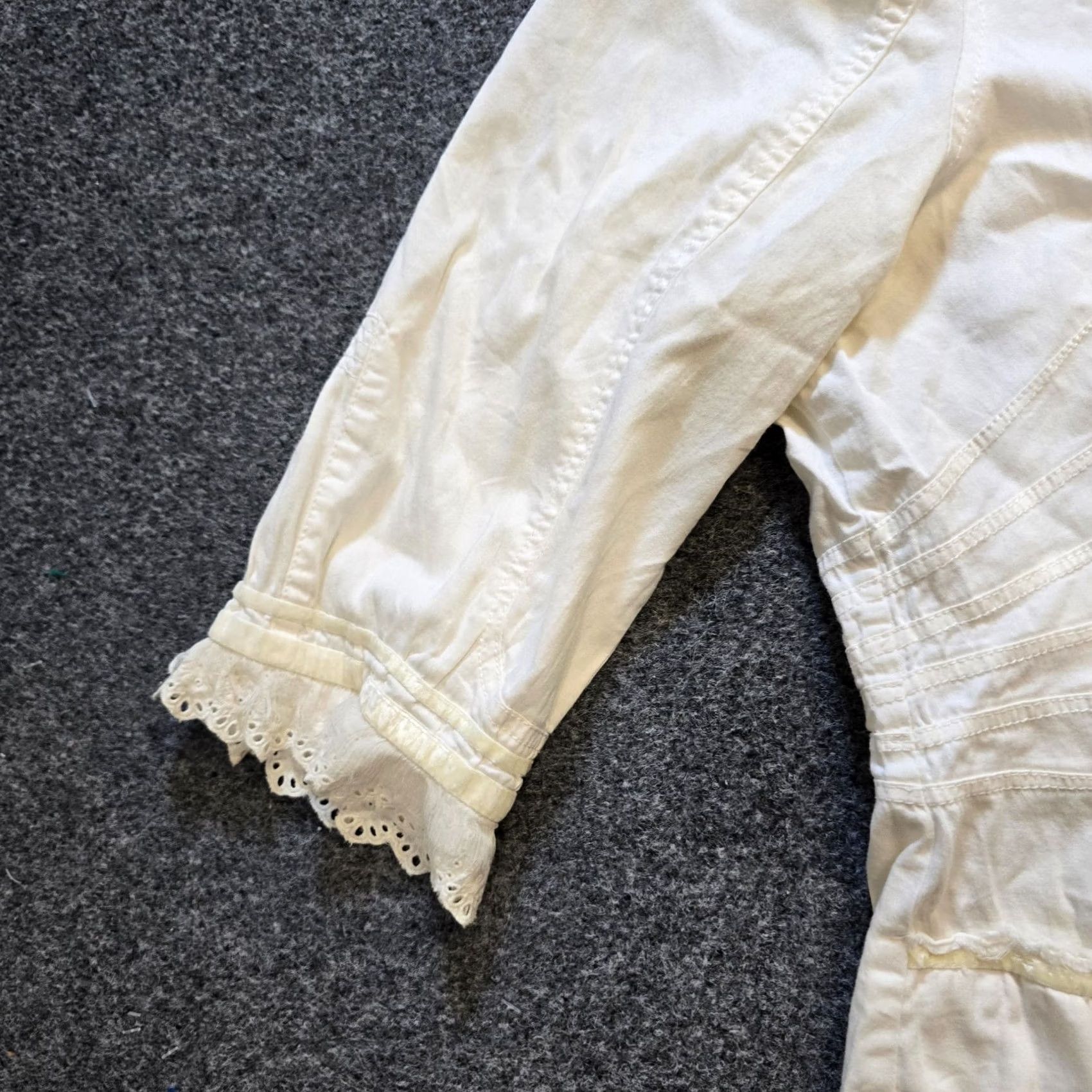 Vintage Love Polly Jacket Womens XL White Ruffled Cottage Core Embroidered Whimsy Casual Size XL / US 12-14 / IT 48-50 - 3 Thumbnail