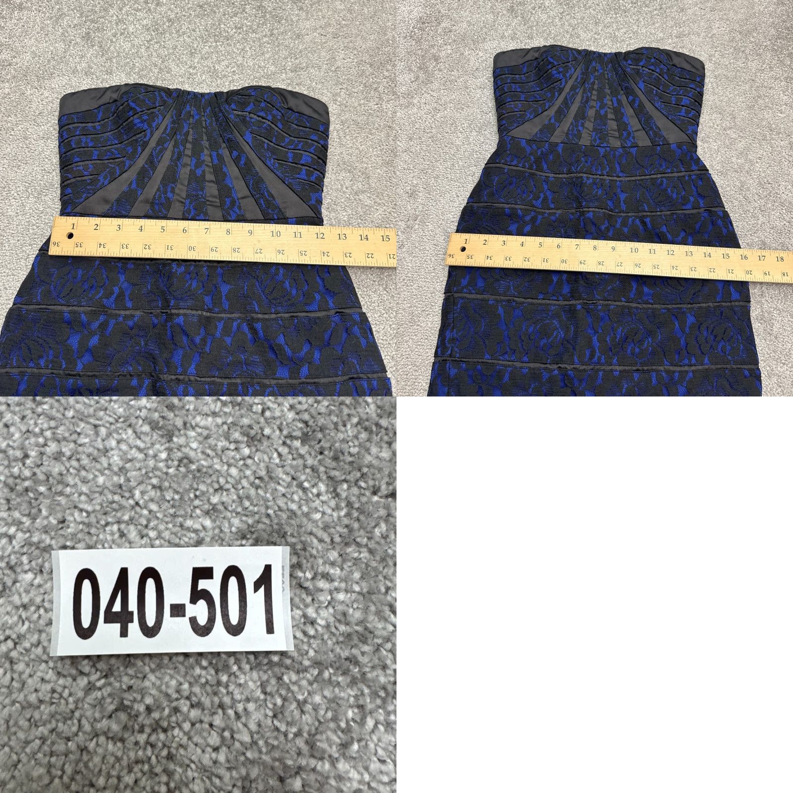 AQUA VINTAGE? Aqua Lace Strapless Pencil Mini Dress Womens 2 Black Blue Floral Party Cocktail Size XS / US 0-2 / IT 36-38 - 9 Thumbnail
