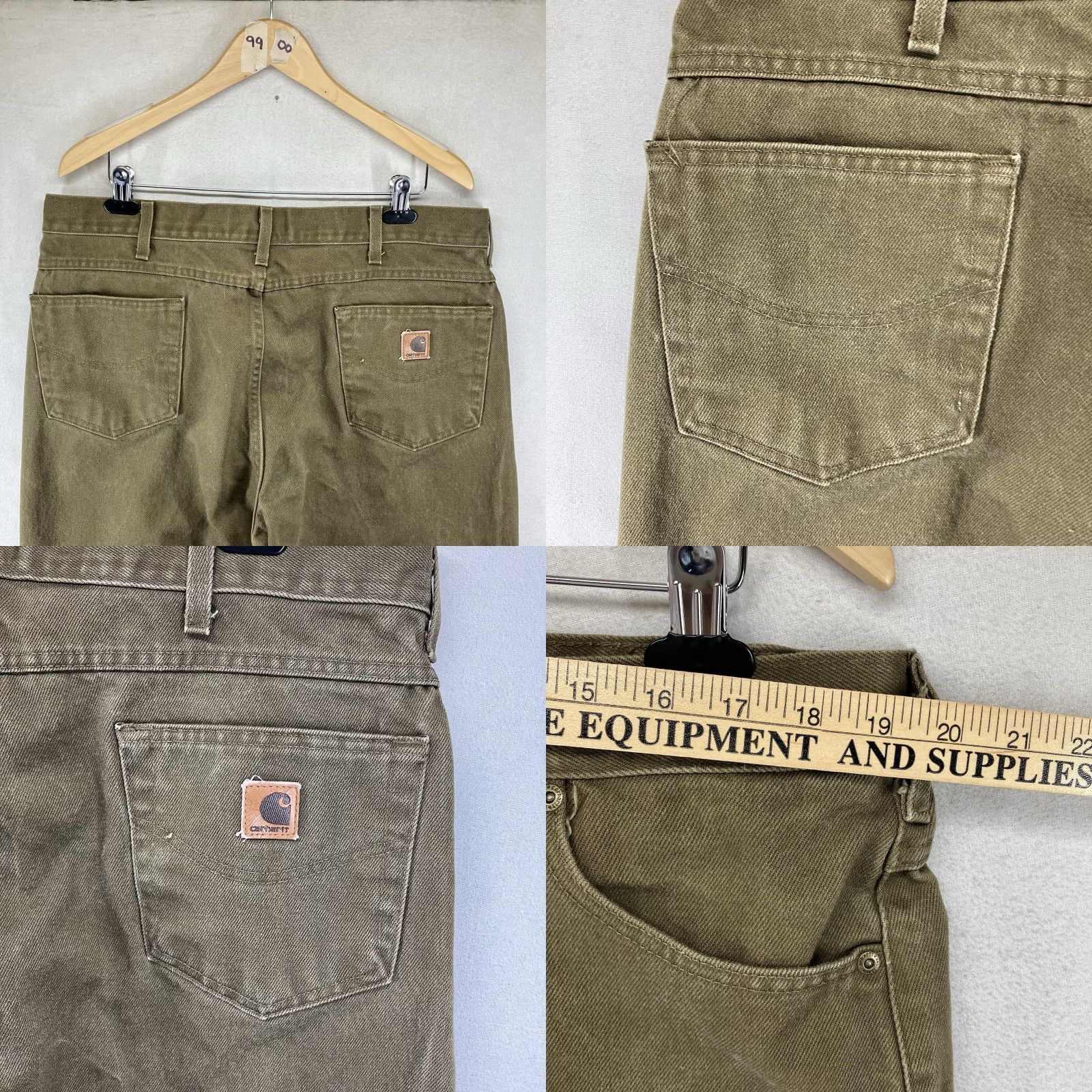 Carhartt VINTAGE Carhartt Pants Mens 40x30 Canvas Olive Workwear 5-Pocket Zipper Carpenter Straight Mens Junior? Size US 40 / EU 56 - 10 Thumbnail