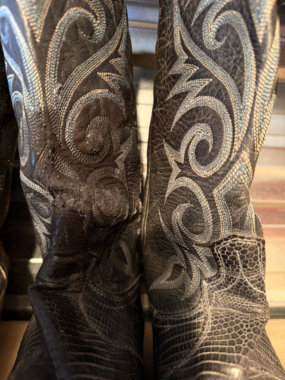 Dan Post 80s Vintage Dan Post Black Teju Lizard Skin Boots Size US 10 / EU 43 - 10 Thumbnail