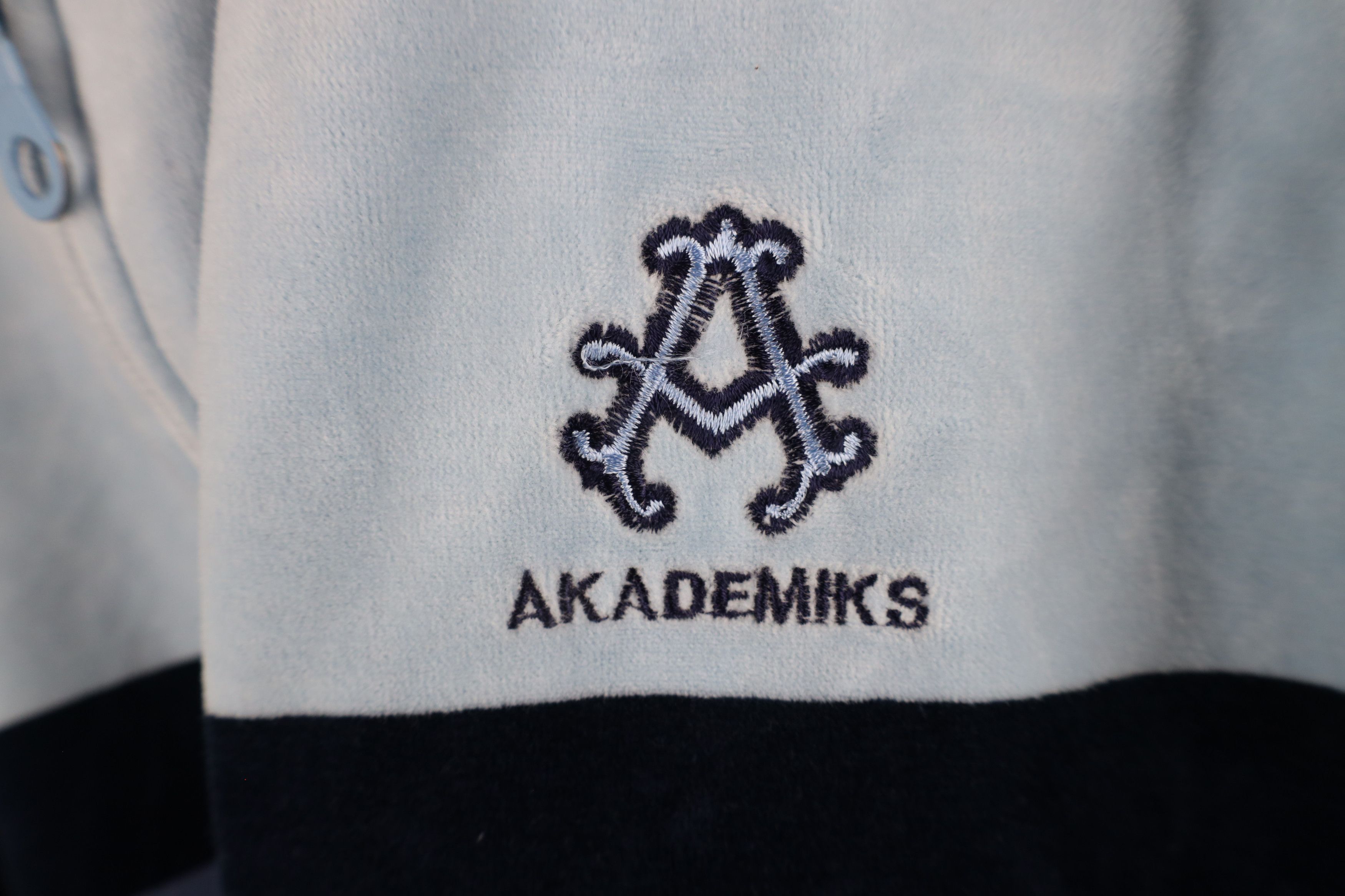 Akademiks × Vintage Vintage 90s Akademiks Striped Velour Full Zip Jacket Blue Size US XL / EU 56 / 4 - 6 Thumbnail