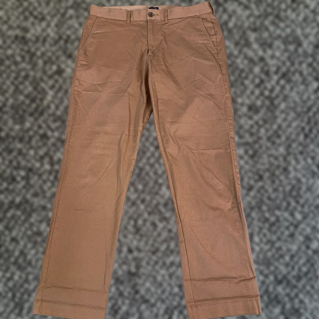 J.Crew J.Crew Chino Pants Mens 33x32 Flex Straight Fit Brown Casual Workwear Chino Regular 33 Mens Brown Straight Fit Size US 33 - 1 Thumbnail