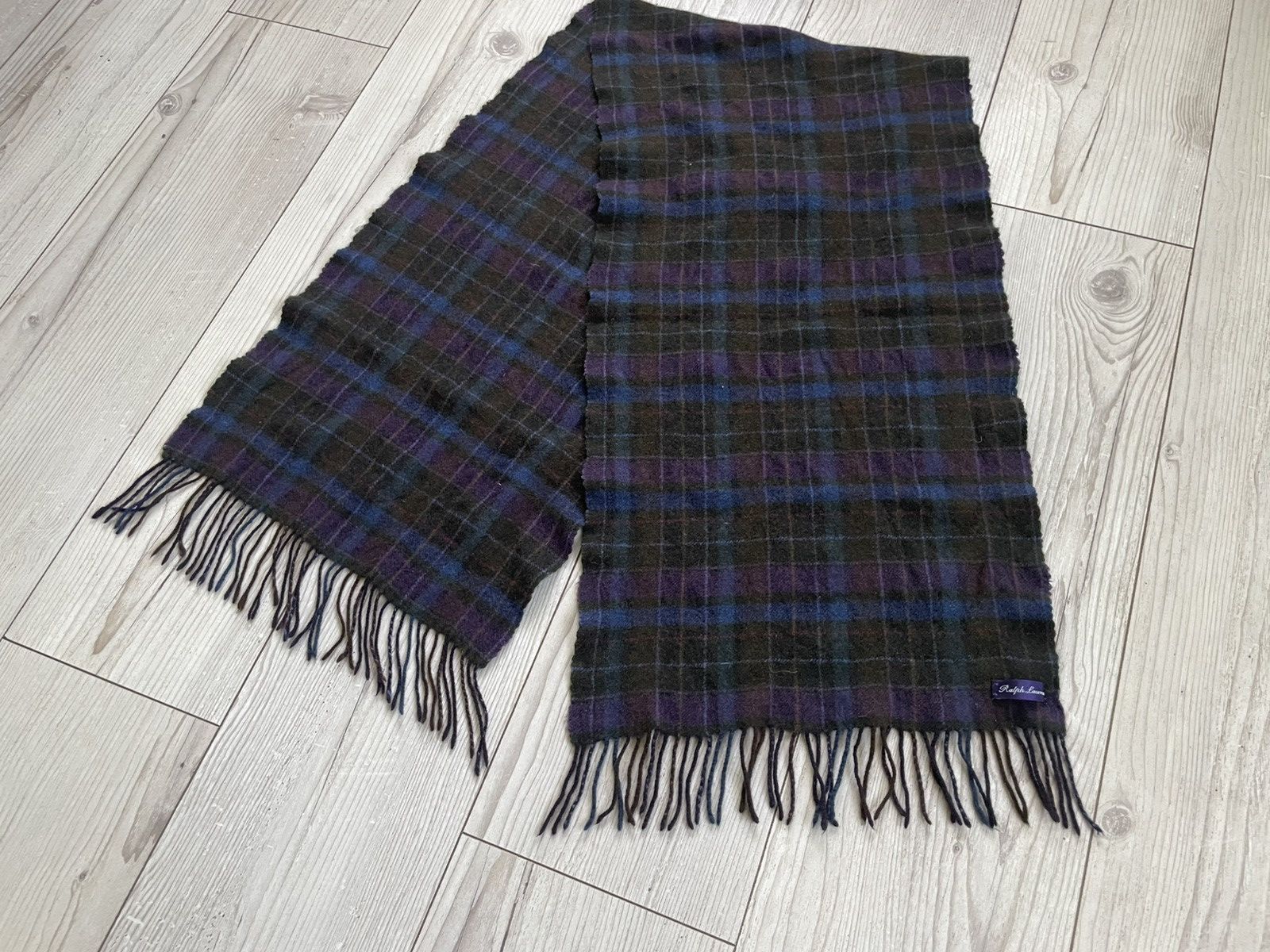 Polo Ralph Lauren × Ralph Lauren Purple Label Polo Ralph Lauren Purple Label Plaid Cashmere Fringe Scarf Size ONE SIZE - 5 Thumbnail