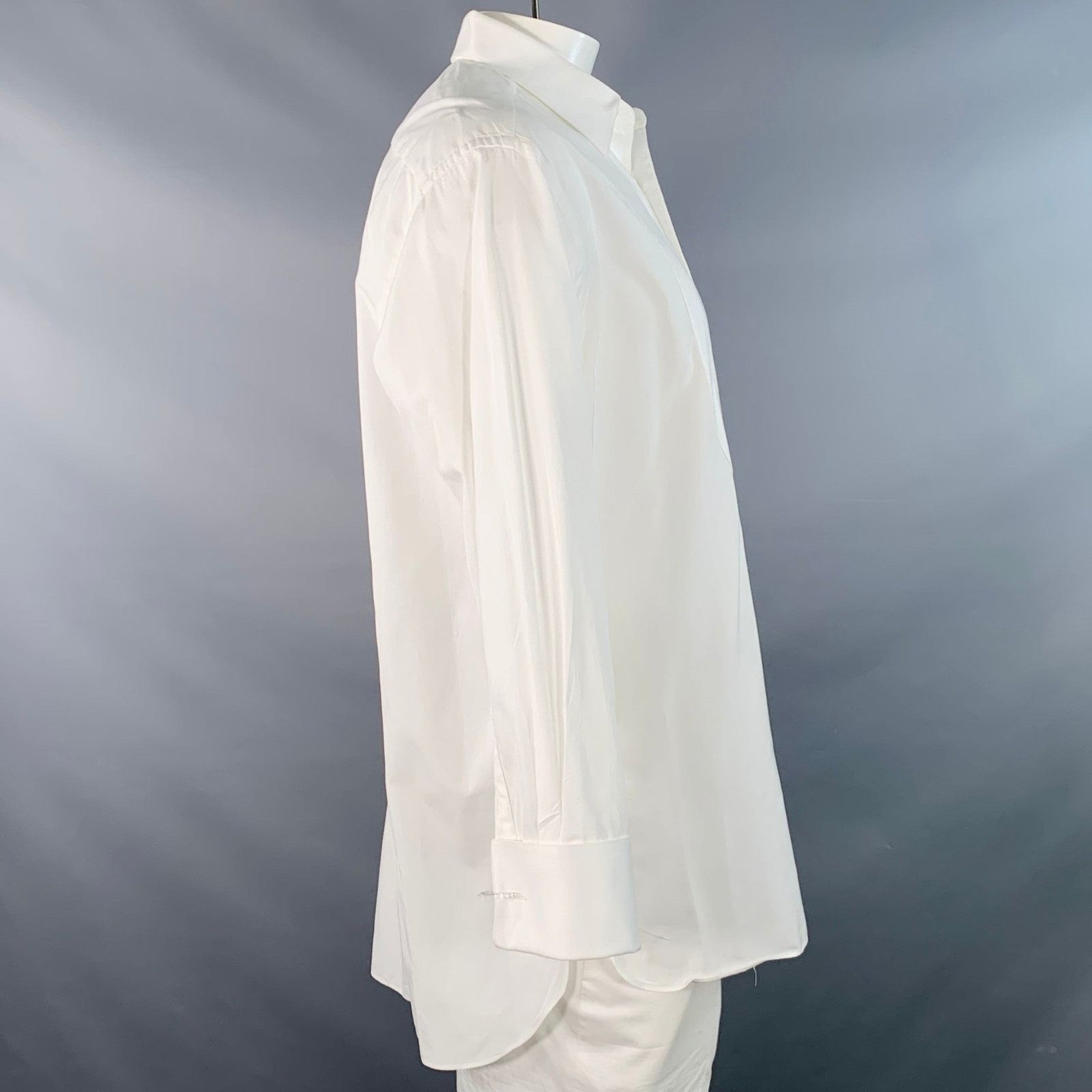 Other LORENZINI White Textured Cotton Tuxedo Long Sleeve Shirt Size 50R - 3 Thumbnail