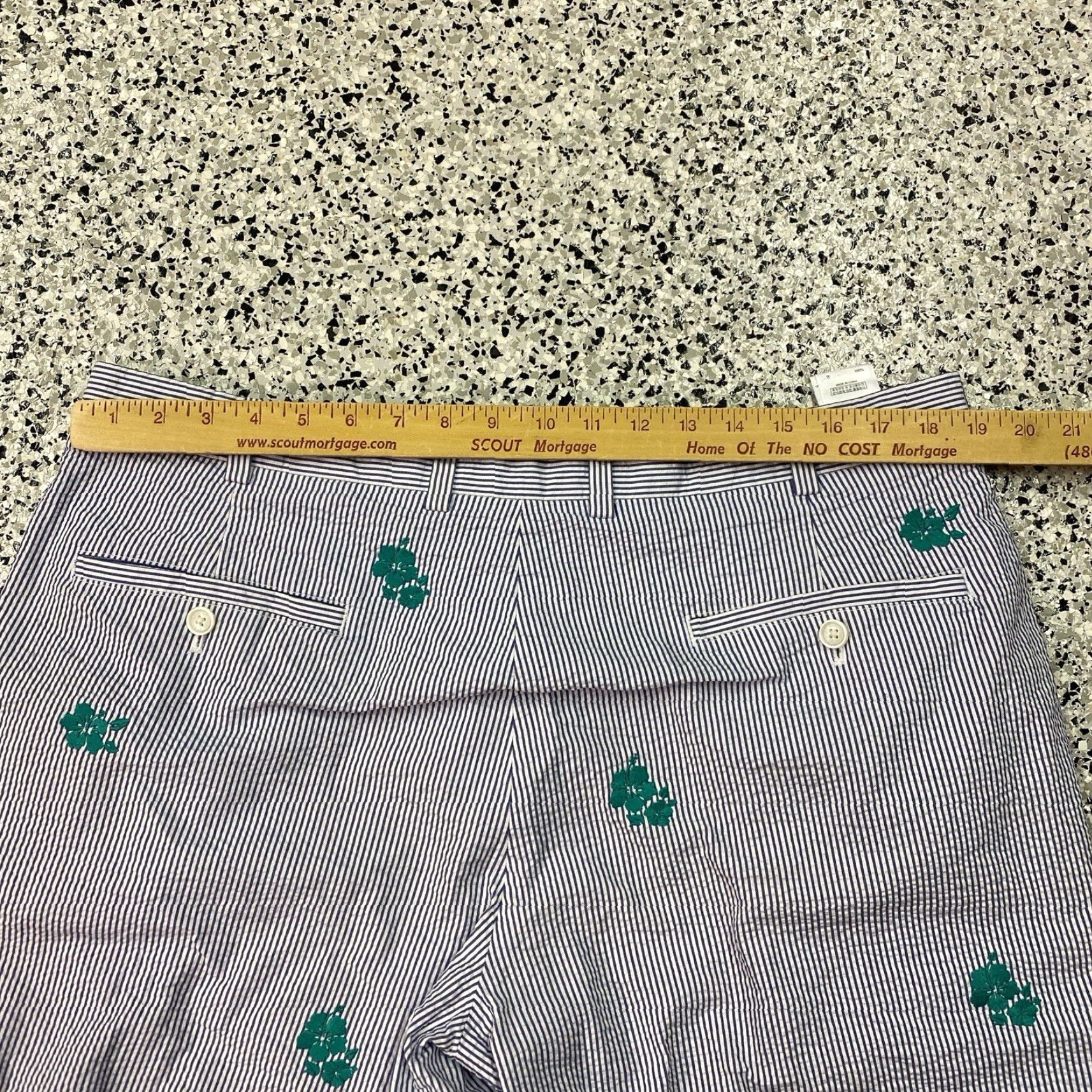Brooks Brothers BROOKS BROTHERS Mens 38 Blue Seersucker Shorts Striped Pocket Flower Size US 38 / EU 54 - 4 Thumbnail