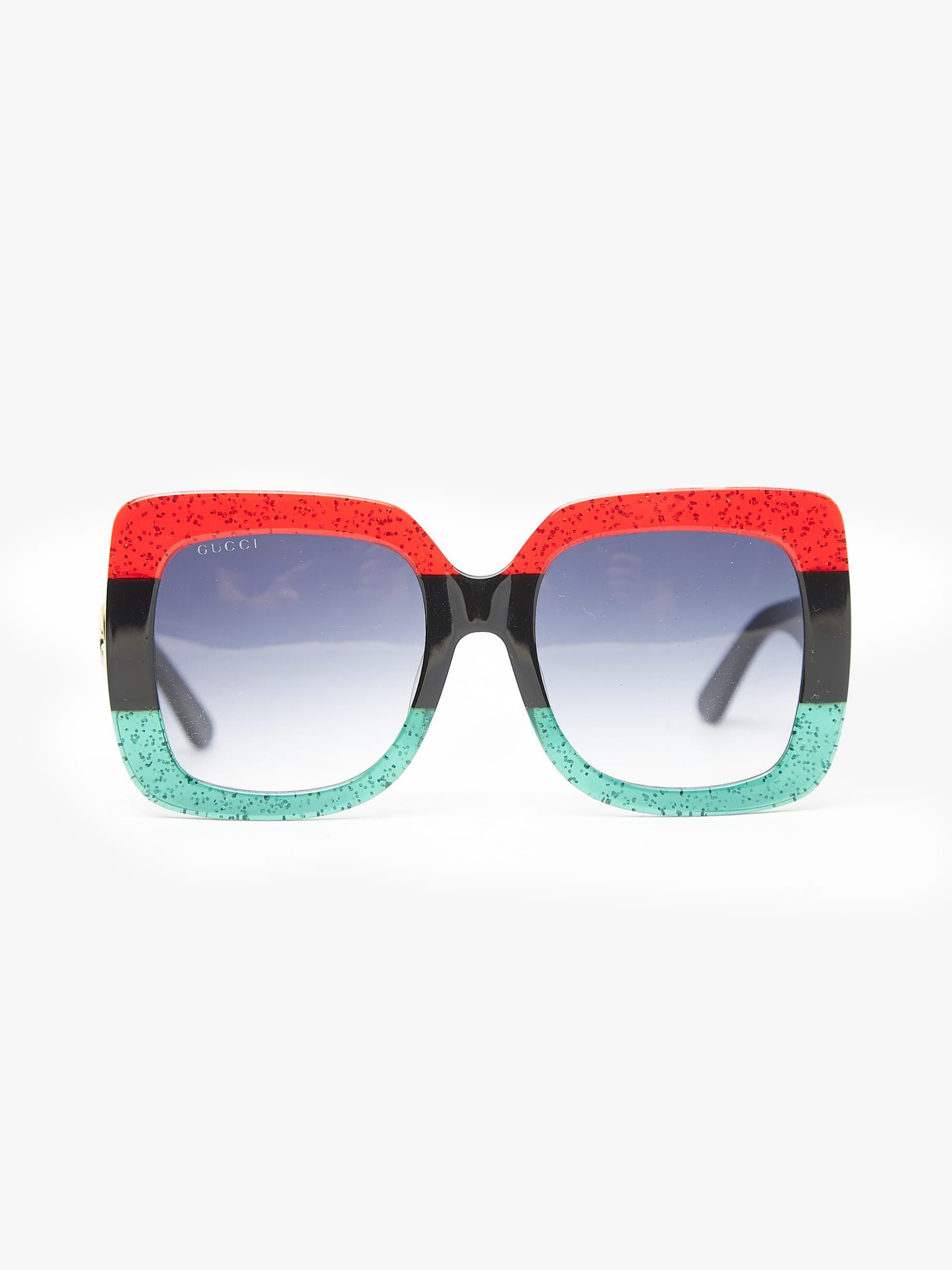 Gucci Square-frame Red and Green Sunglasses with Glitter Size ONE SIZE - 1 Thumbnail