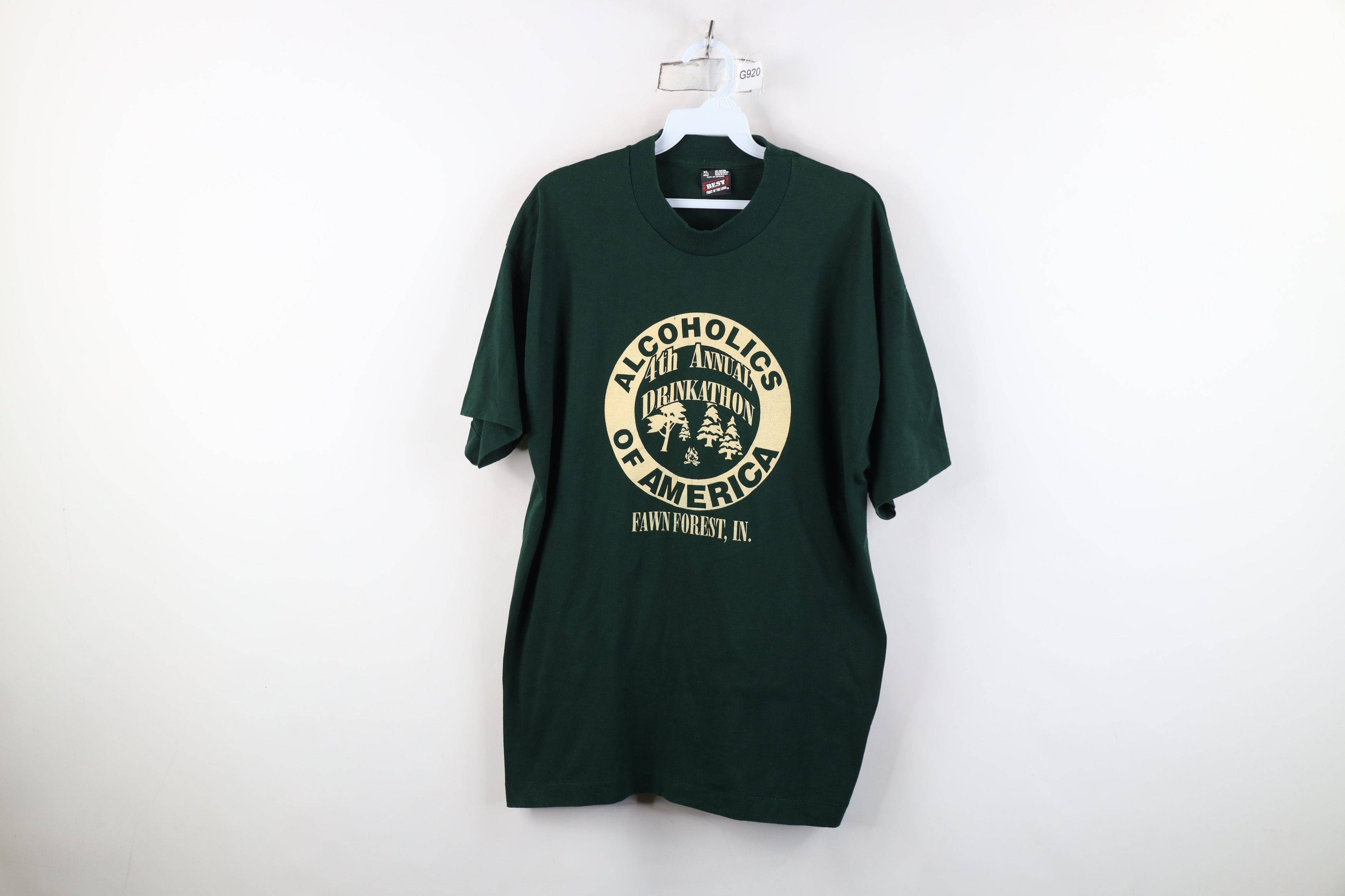 Vintage Vintage 90s of America Drinkathon Illinois T-Shirt Green USA Size US XL / EU 56 / 4 - 1 Thumbnail