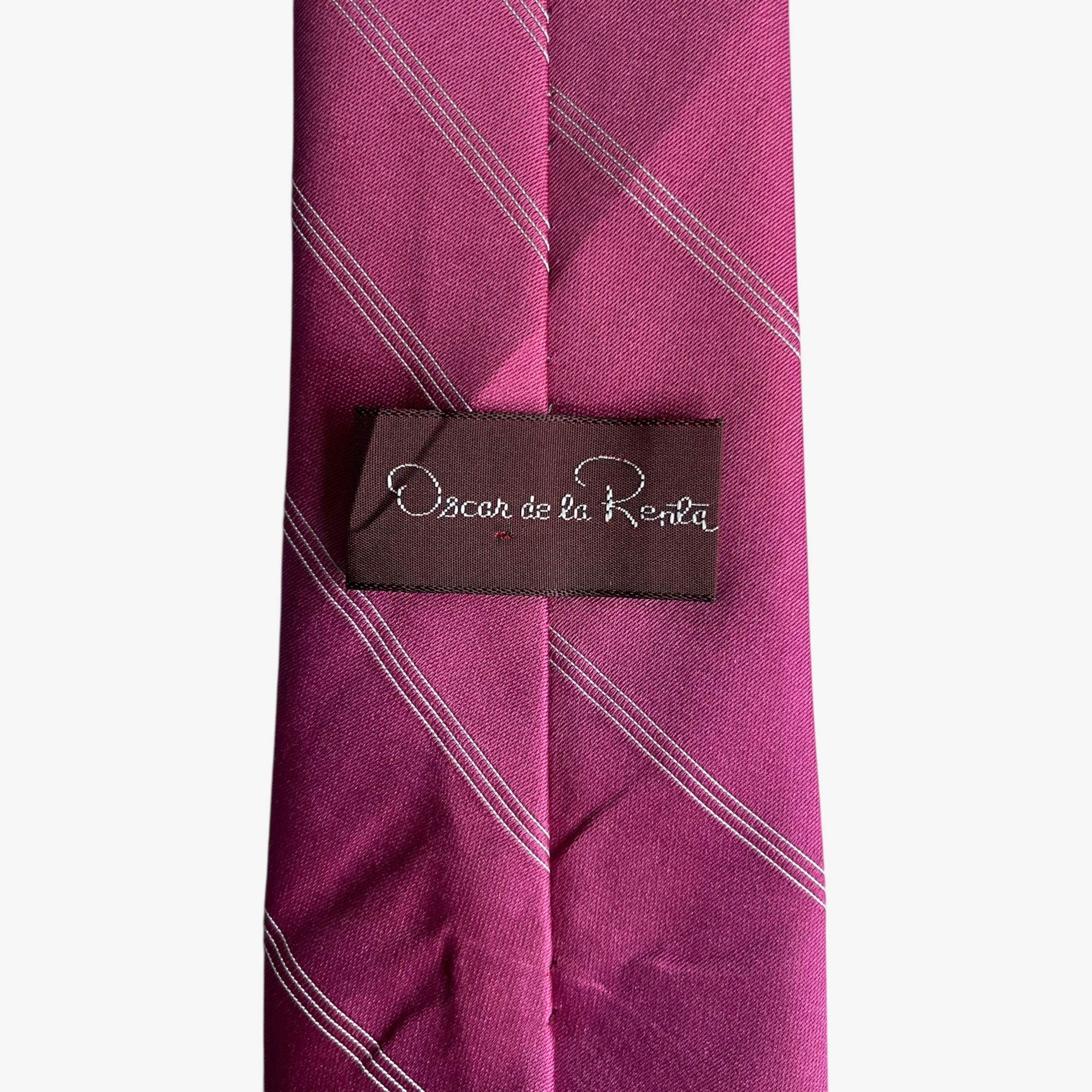Oscar De La Renta Vintage 90s Oscar De La Renta Pink Striped Silk Tie Size ONE SIZE - 2 Thumbnail