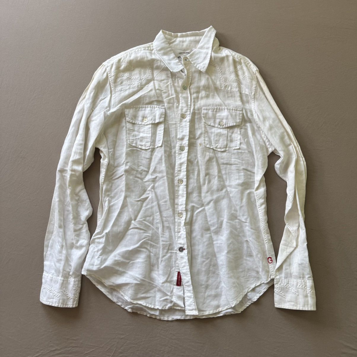 Guess Vintage Guess Jeans Linen Blend Embroidered Western Shirt Size US L / EU 52-54 / 3 - 1 Thumbnail