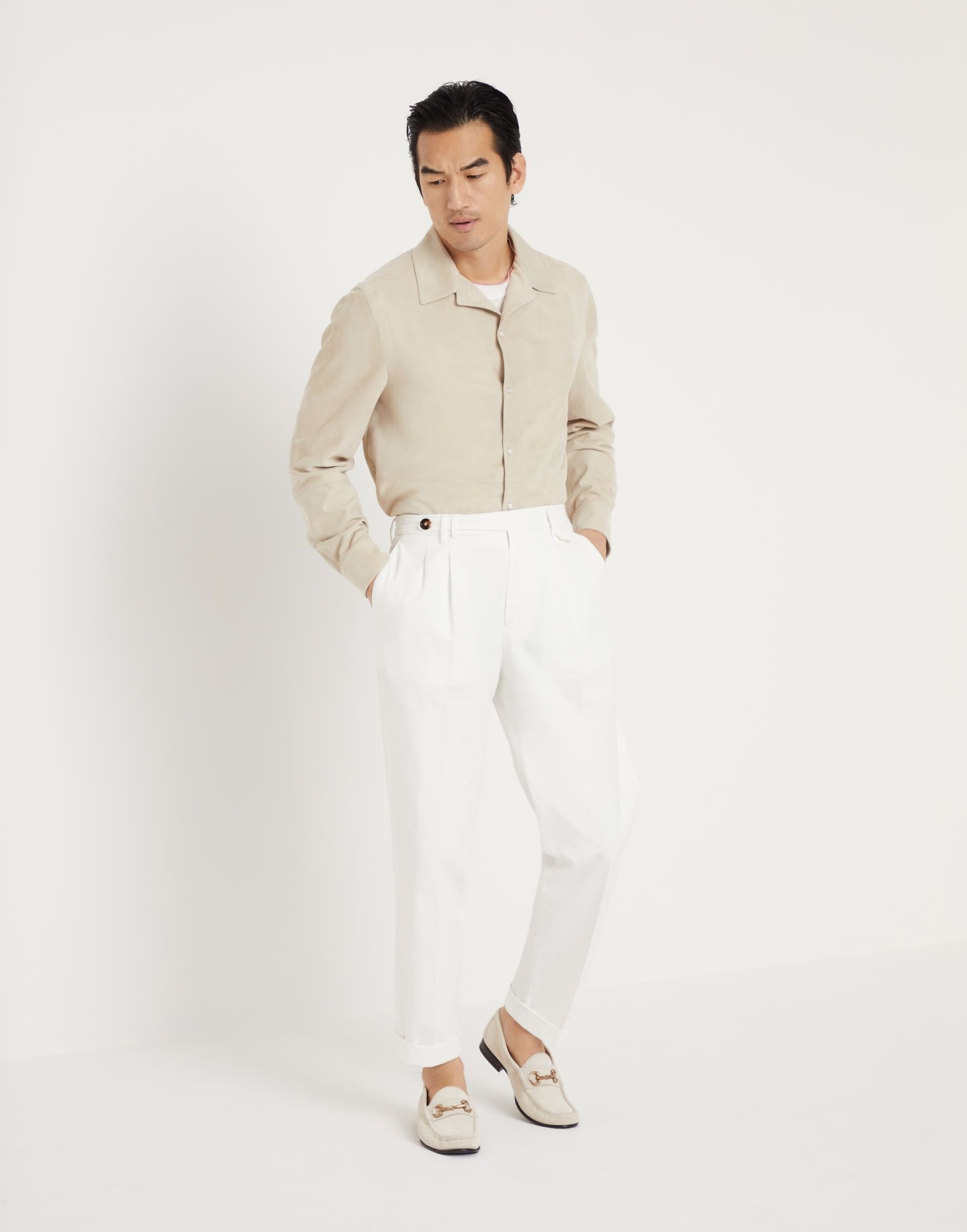 Brunello Cucinelli Leather Shirt in White Size US L / EU 52-54 / 3 - 5 Thumbnail