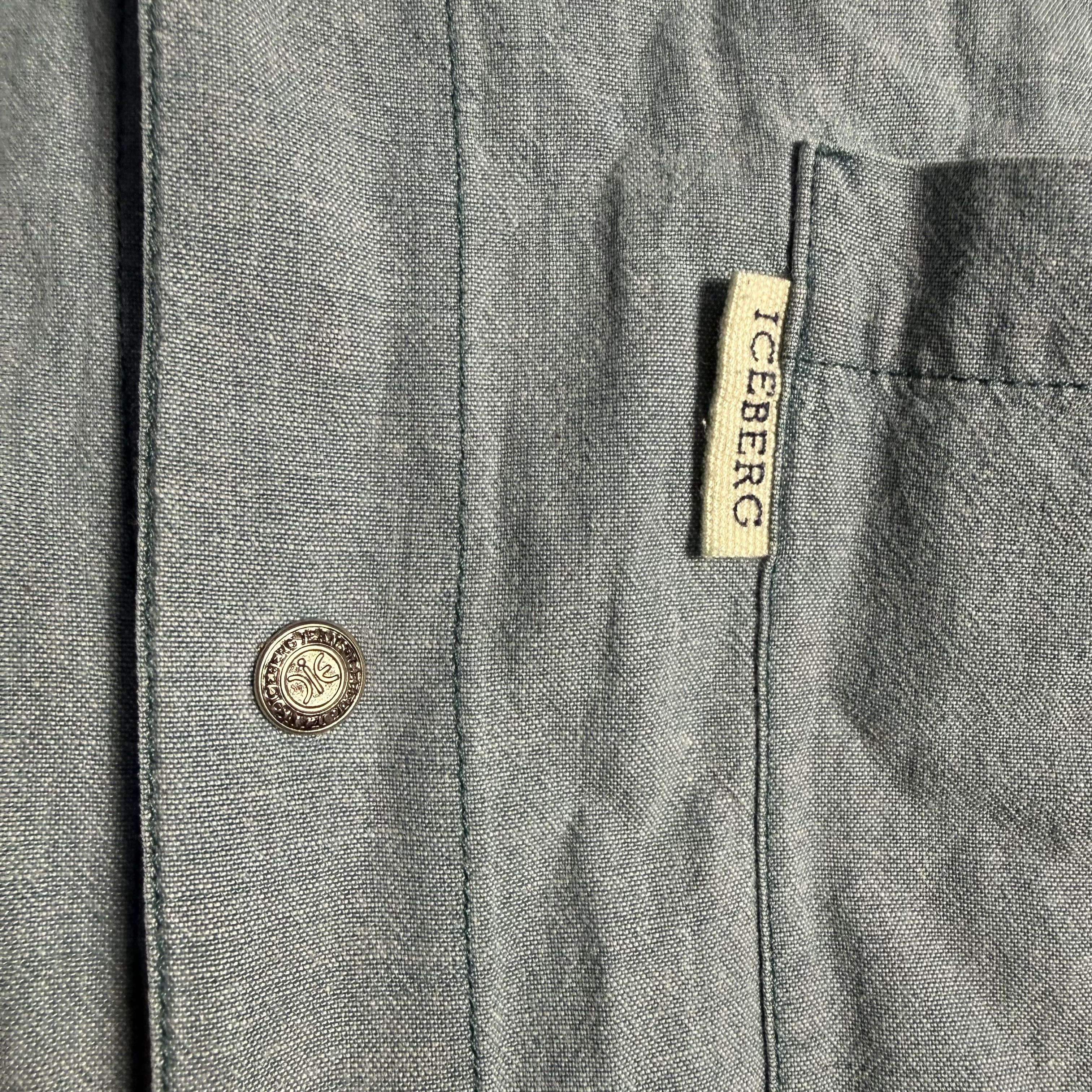 Iceberg 🔥RARE🔥Vintage Iceberg Spellout Chambray Button Up Shirt Size US L / EU 52-54 / 3 - 5 Thumbnail