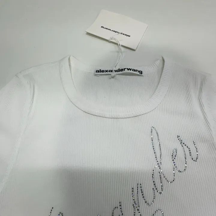 Alexander Wang Alexander Wang Crystal Embellished Short Sleeve T-Shirt - Size M / US 6-8 / IT 42-44 - 8 Thumbnail