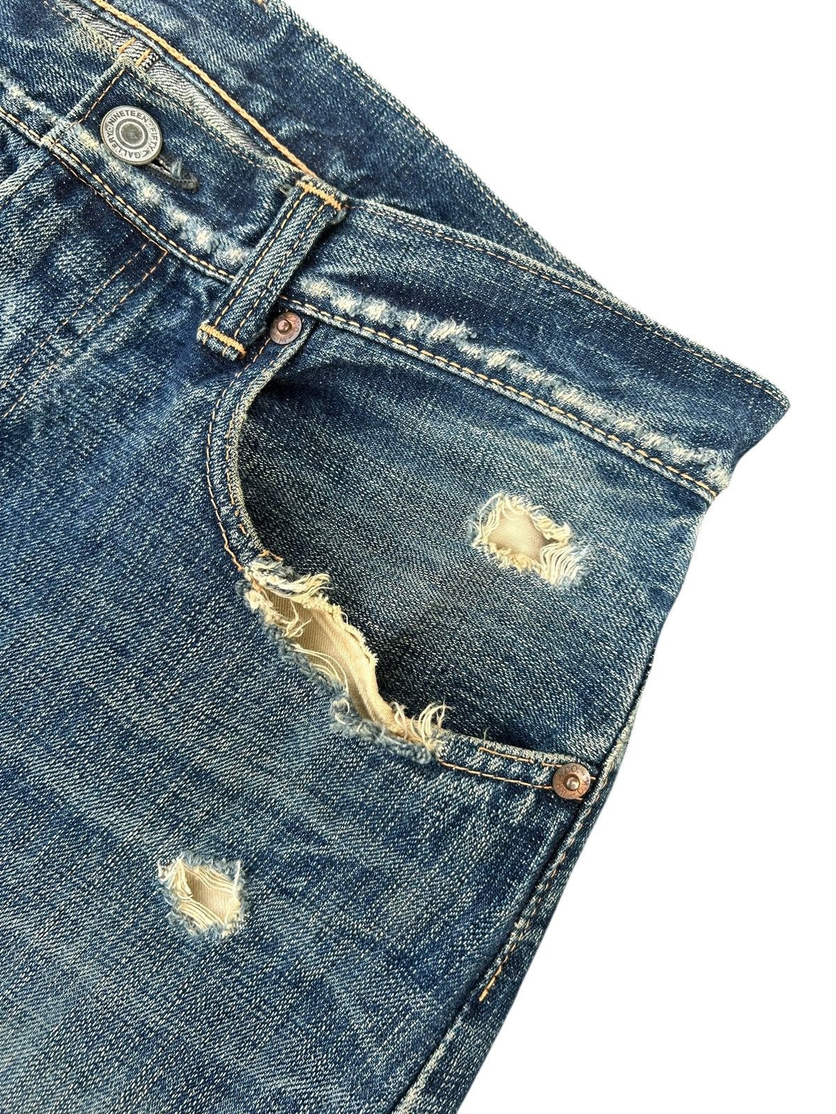 Kapital Vintage Japanese Brand Selvedge Distressed Repair Denim Jean Size US 33 - 9 Thumbnail