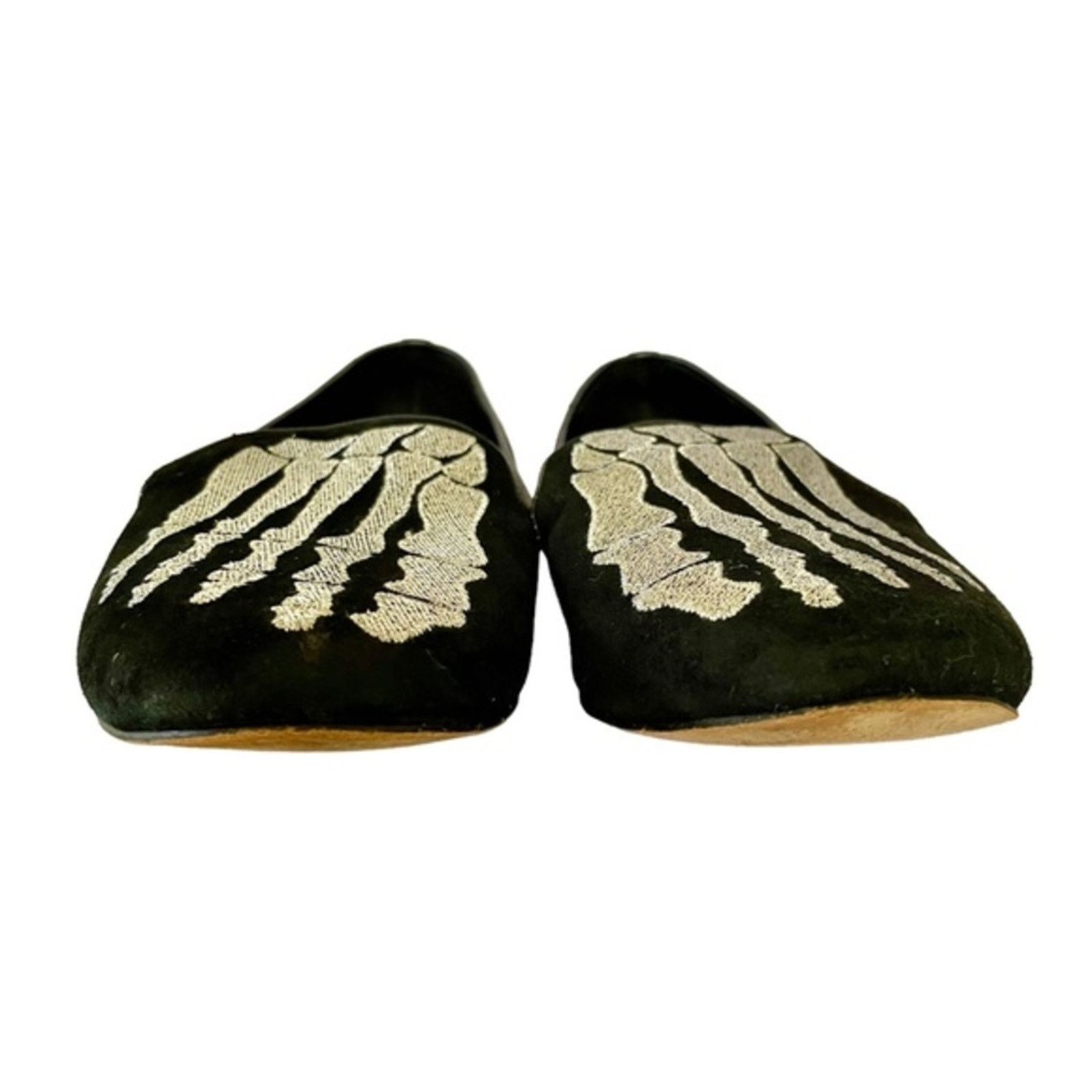 Other Mara & Mine Jem Skull Slippers Silver Skeleton Suede Flats Size US 5 / IT 35 - 11 Thumbnail