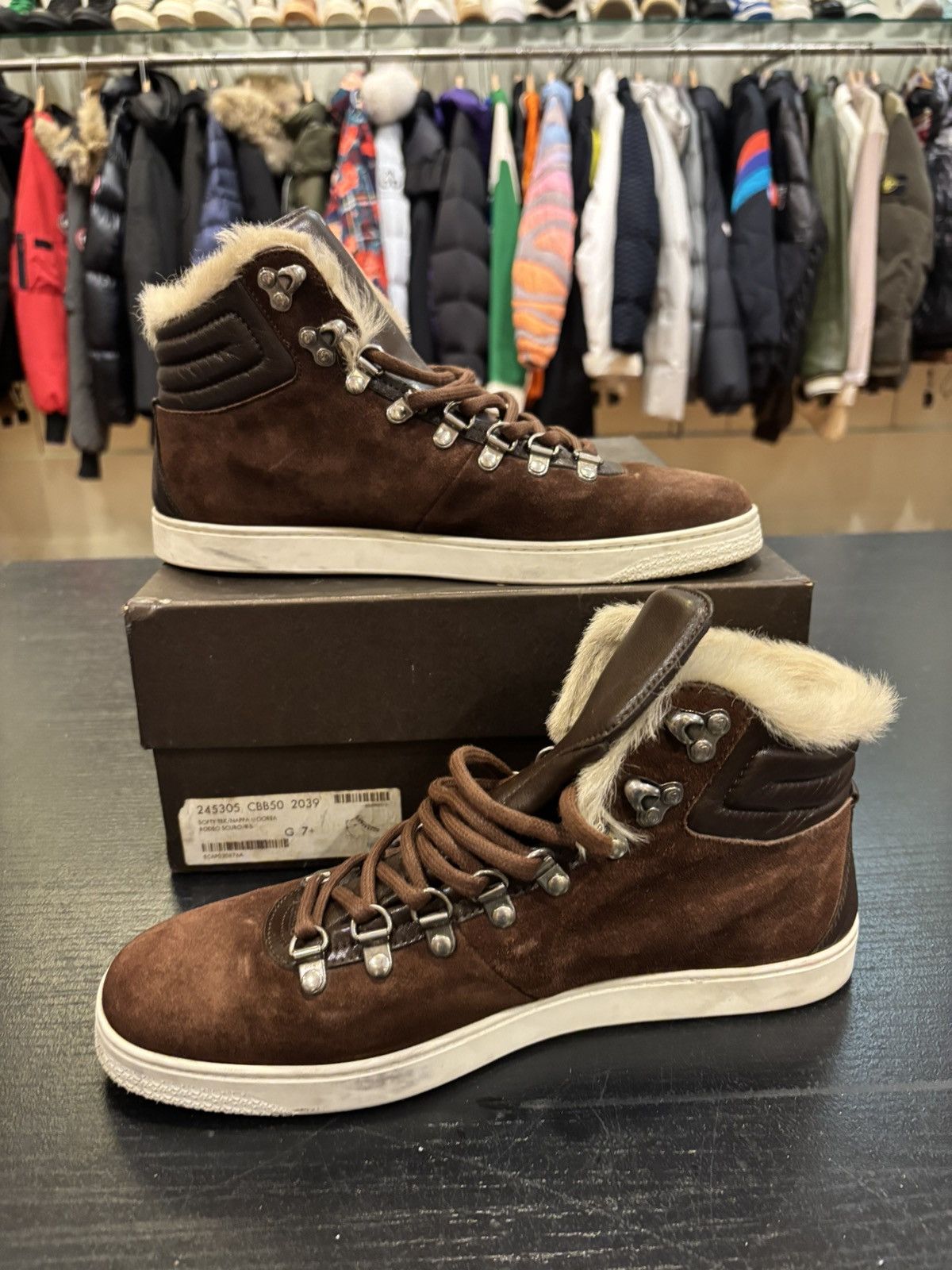 Gucci Gucci Brown Suede High Top Fur Sneakers Size US 7.5 / EU 40-41 - 2 Thumbnail