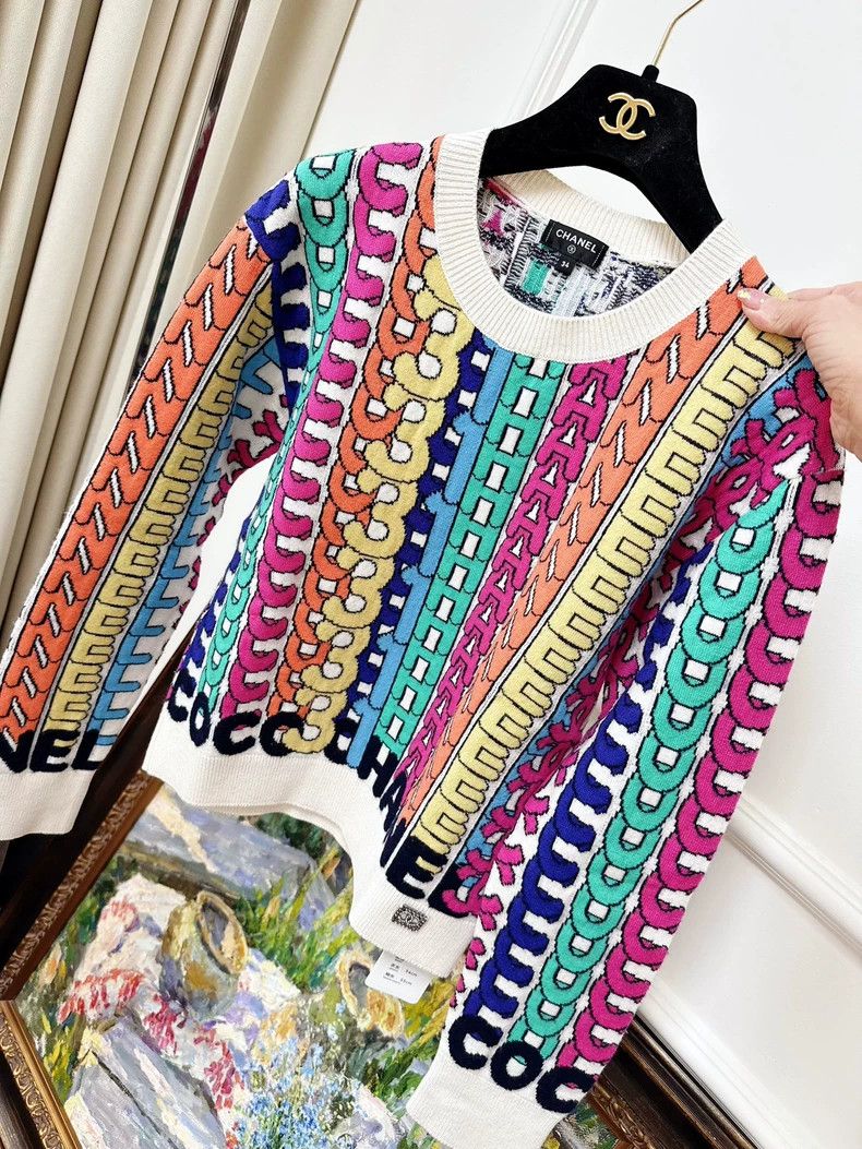 Chanel Chanel 21K rainbow letter pattern diamond buckle logo knit Size XXS / US 00 / IT 34 - 2 Thumbnail