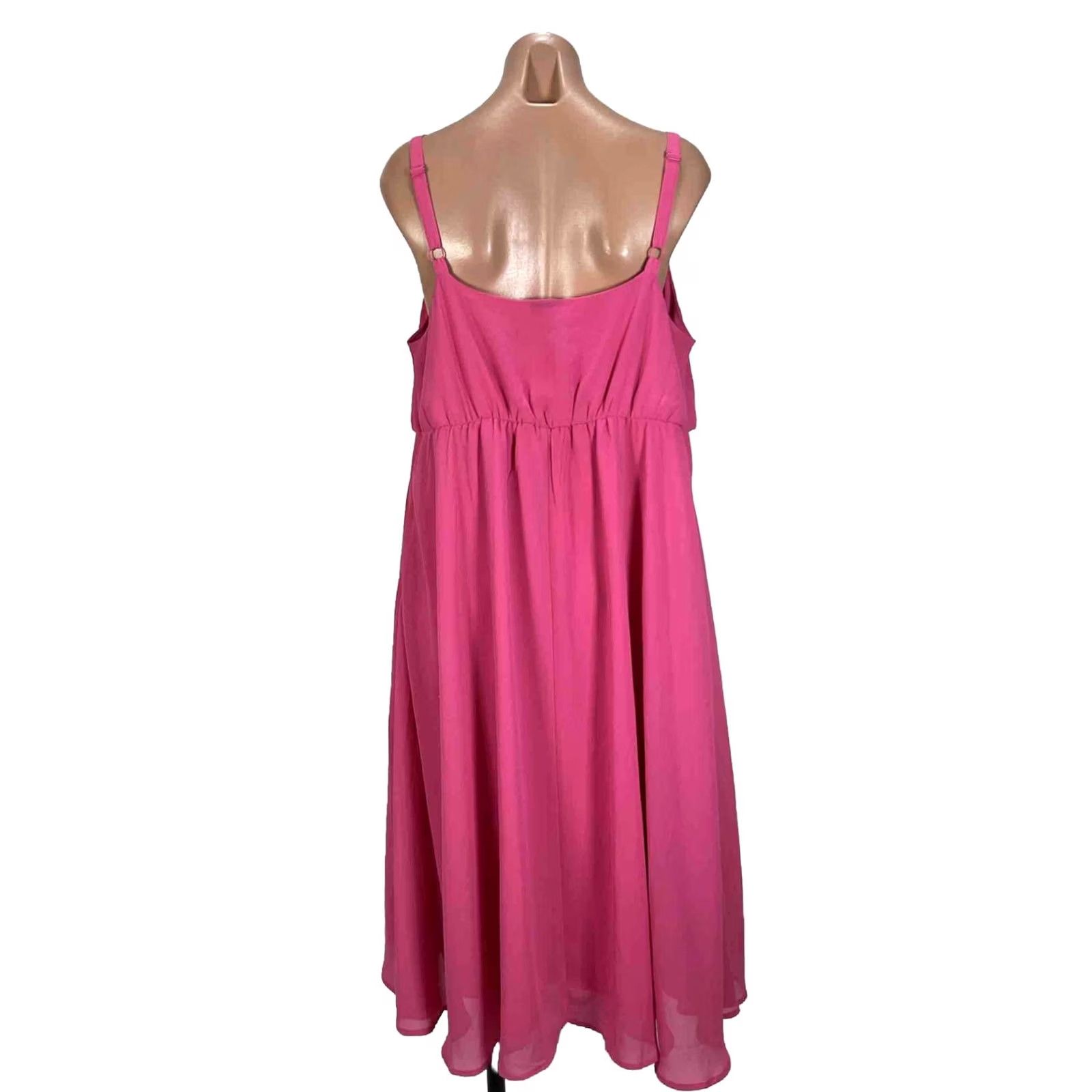 Torrid Torrid Pink 0X Maxi Chiffon Cowl Neck Pleated Dress Sundress Spaghetti Strap Size XL / US 12-14 / IT 48-50 - 3 Thumbnail
