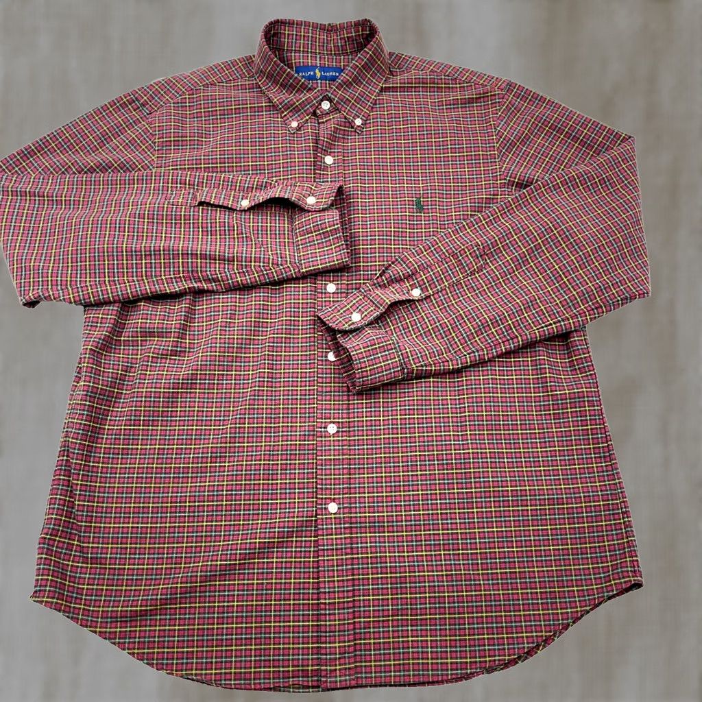Ralph Lauren Ralph Lauren Button-Up Shirt Men XL Plaid Red Green Oxford OCBD Dress Logo Pony Prep Shirt Size 46R - 1 Thumbnail