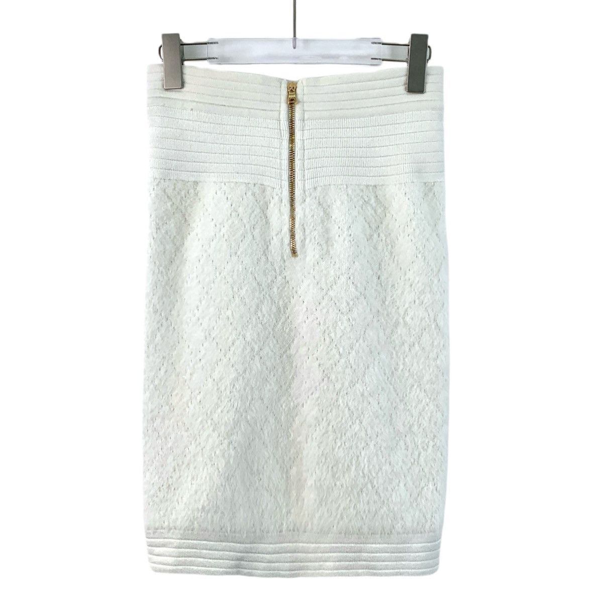 Balmain Balmain White Diamond Check Casual Knit Skirt K26WX Size 26" / US 2 / IT 38 - 2 Thumbnail