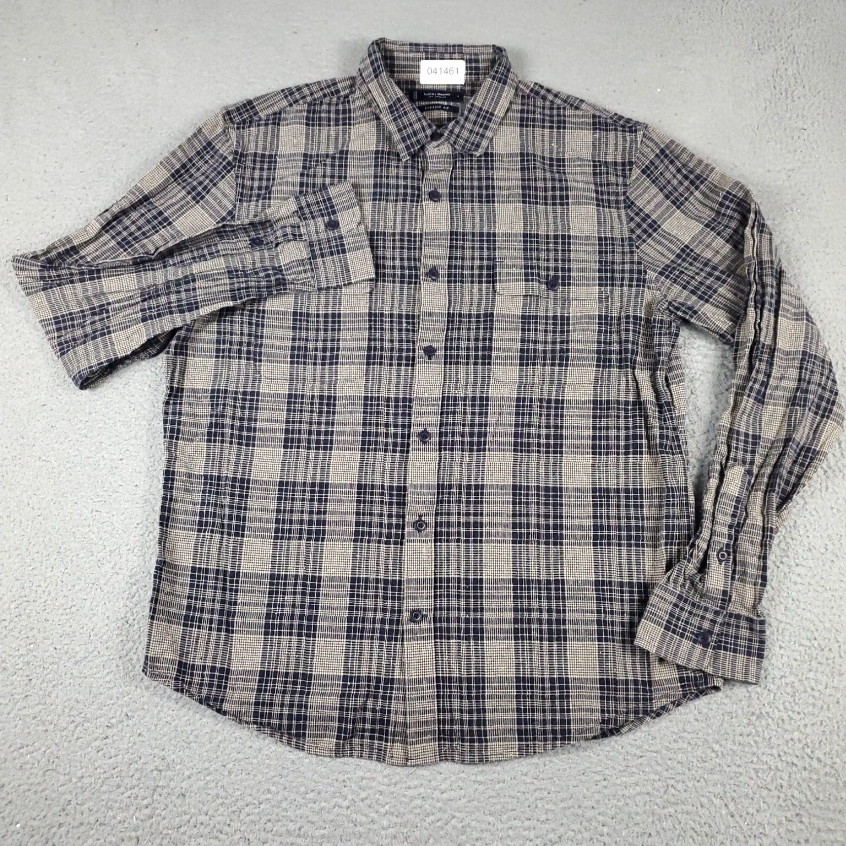 Lucky Brand Lucky Brand Plaid Shirt Mens Large Beige Casual Button-Up Long Sleeve Size US L / EU 52-54 / 3 - 2 Thumbnail
