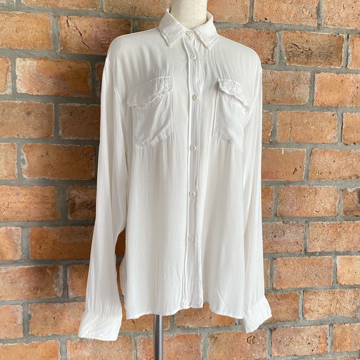 Designer × Japanese Brand G. O. A. White Classic Shirt with Roll-Up Sleeves Size M / US 6-8 / IT 42-44 - 16 Thumbnail
