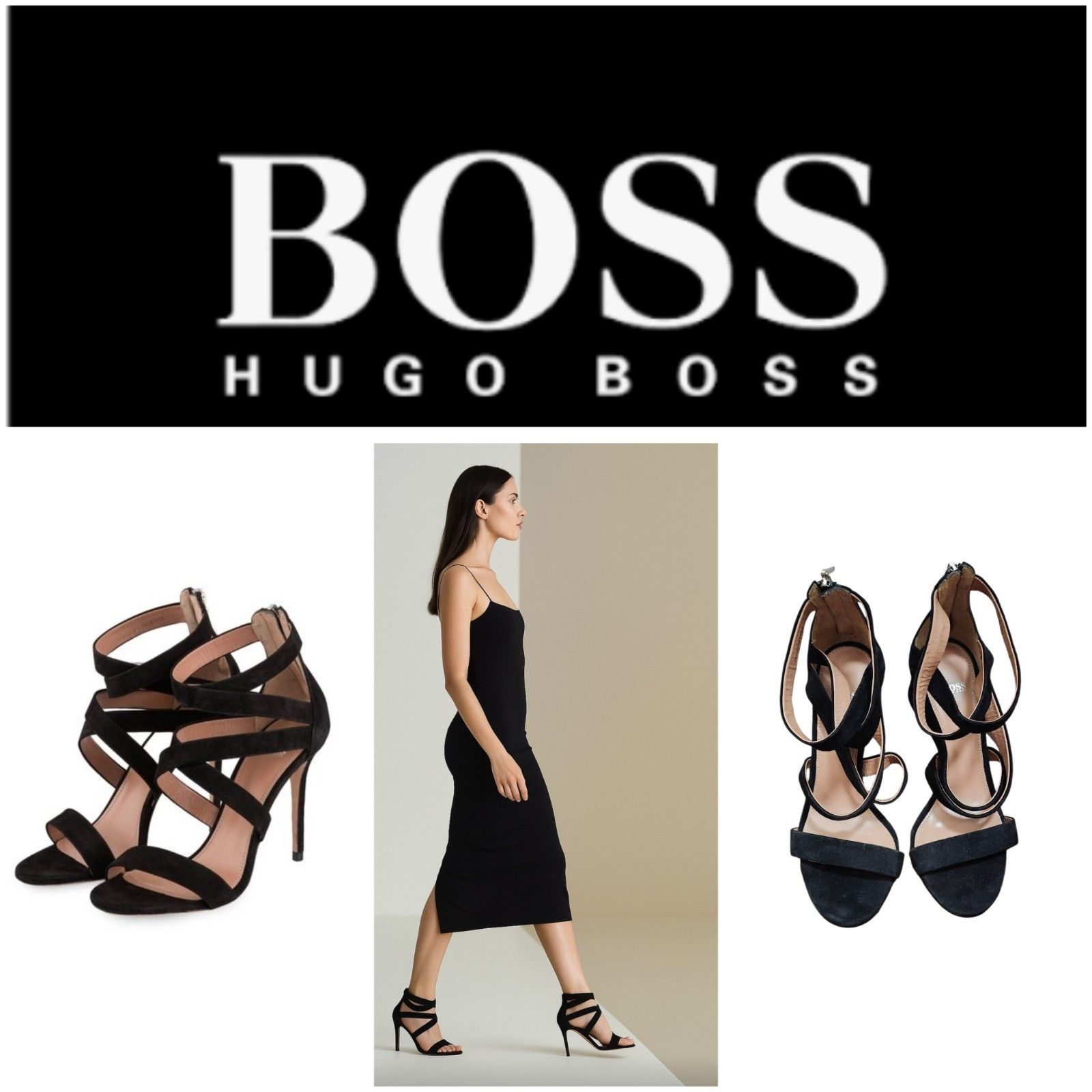 Hugo Boss BOSS Hugo Boos GRACE Black Suede Sandals Heels 38/7.5 Size US 7.5 / IT 37.5 - 13 Thumbnail